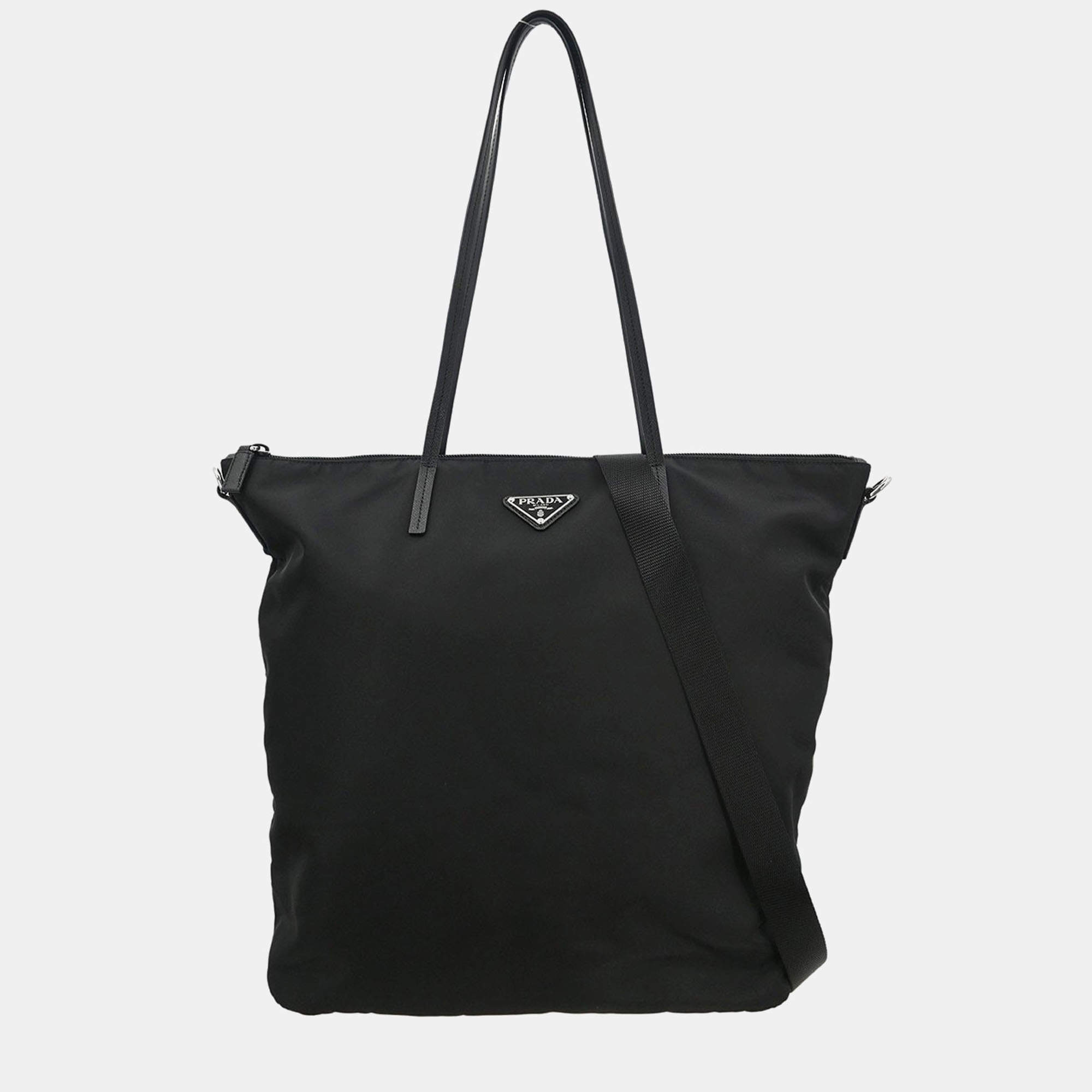 Pre Owned Prada 2Way Black Nylon Tote Bag