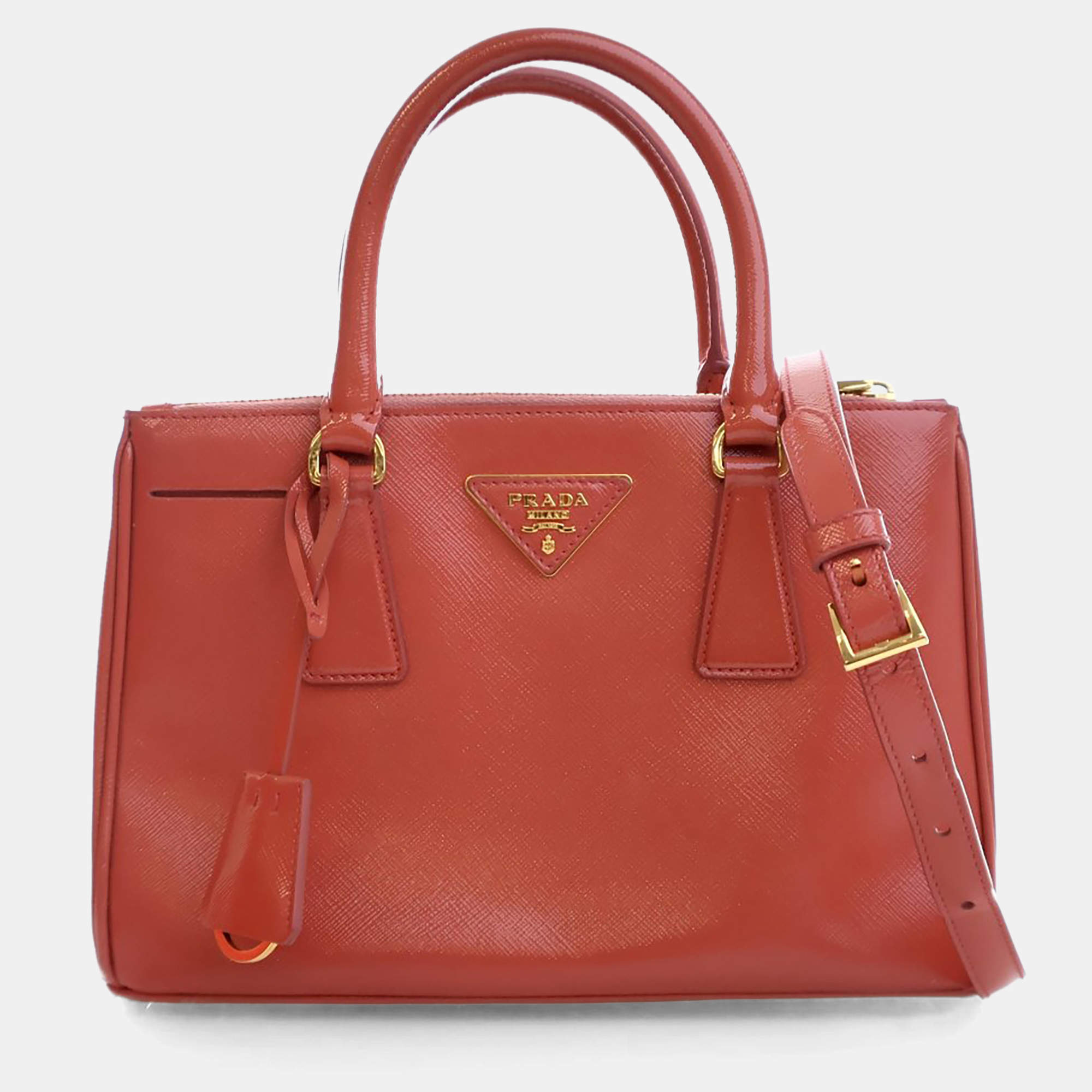 Pre Owned Prada Small Saffiano Vernice Galleria Tote