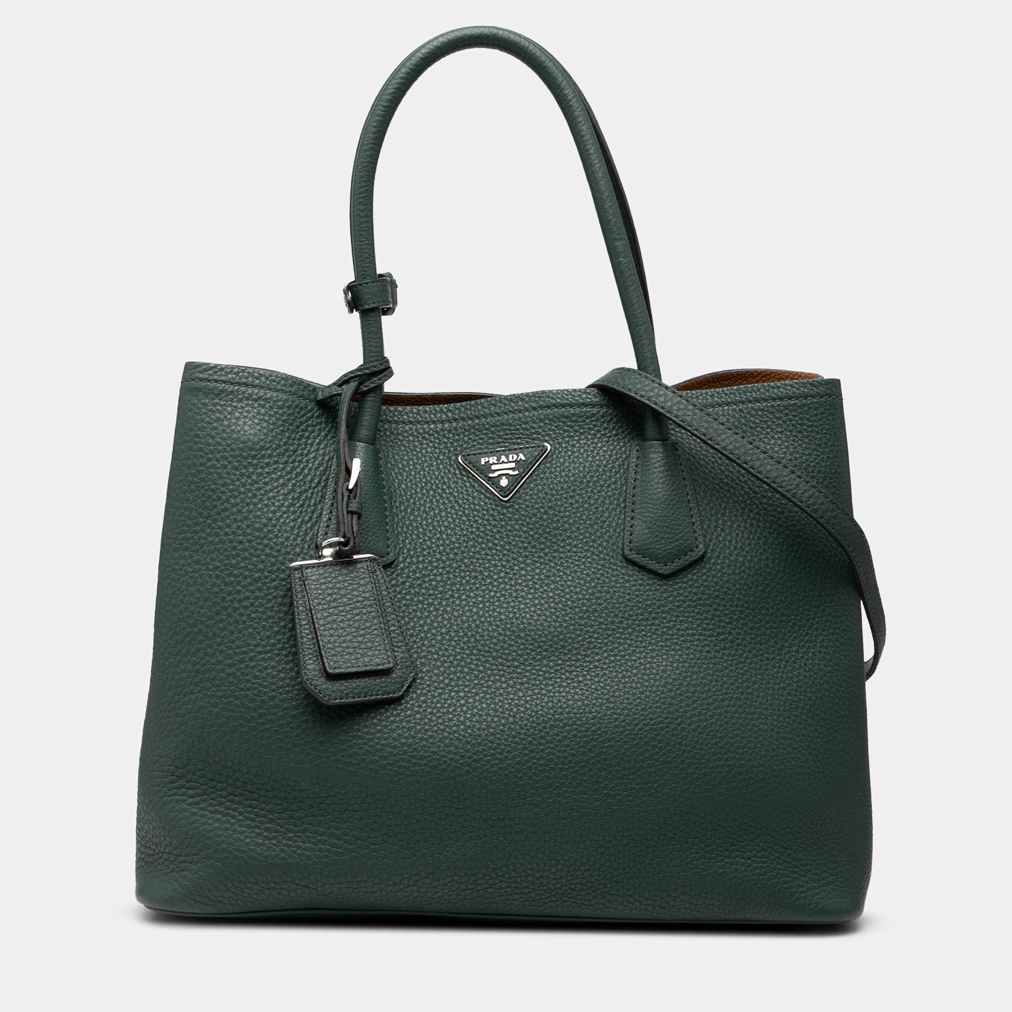 مملوكة مسبقًا Prada Green Vitello Daino Double Handle Tote
