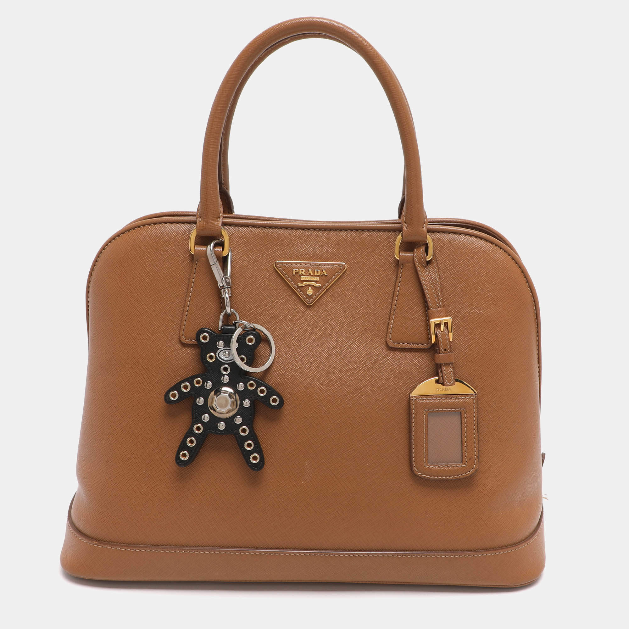 Pre Owned Prada Open Promenade Brown Saffiano Lux Leather Satchel