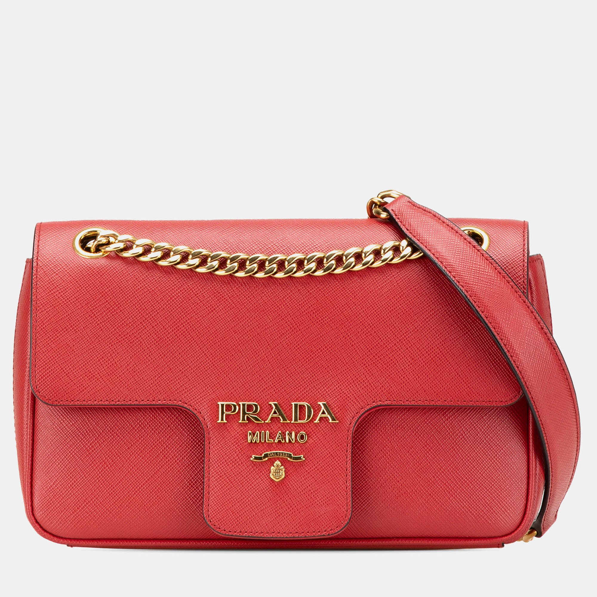 مملوكة مسبقًا حقيبة كروس بودي سلسلة سافيانو حمراء من برادا