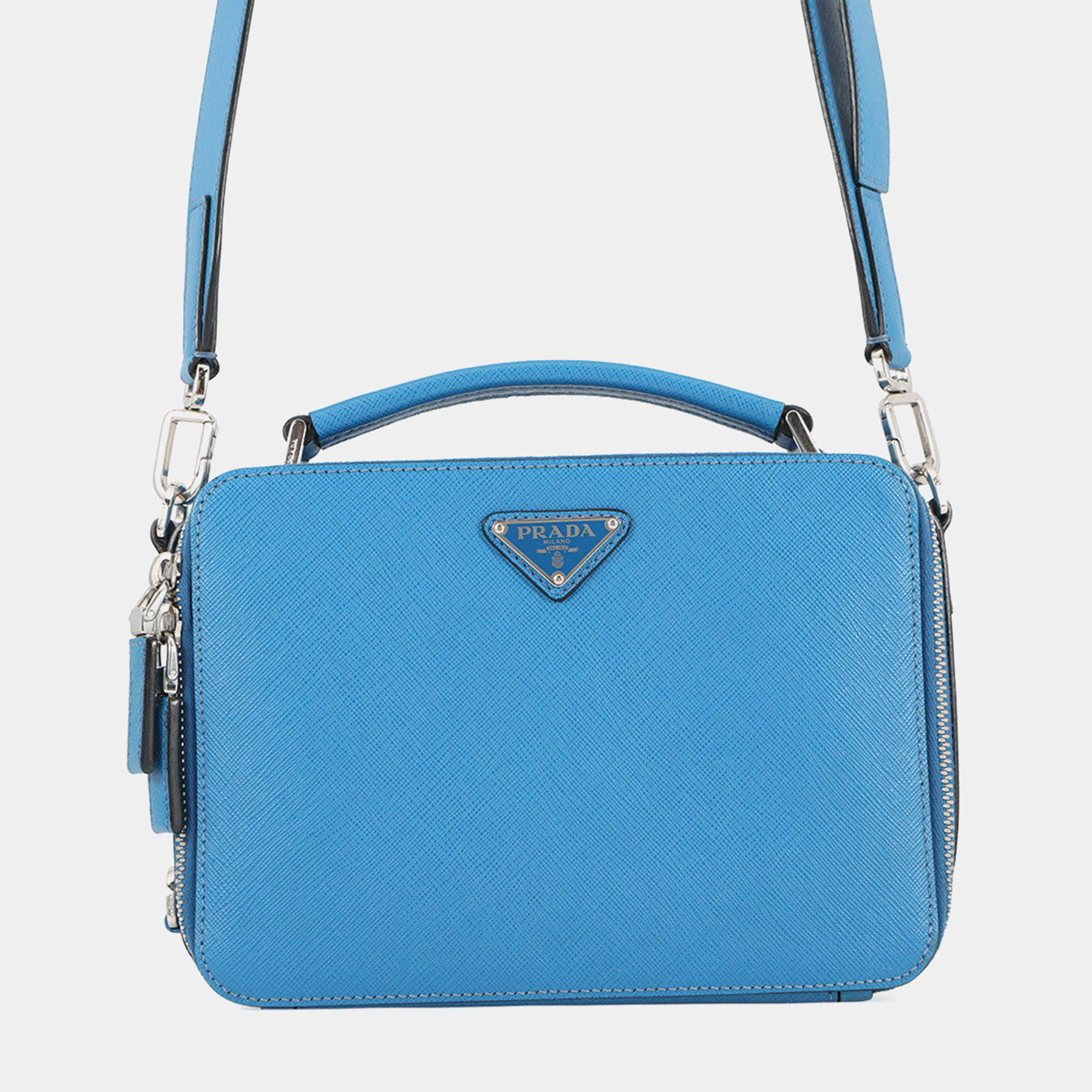 مملوكة مسبقًا Prada Saffiano Leather 2Way Handbag Blue Leather