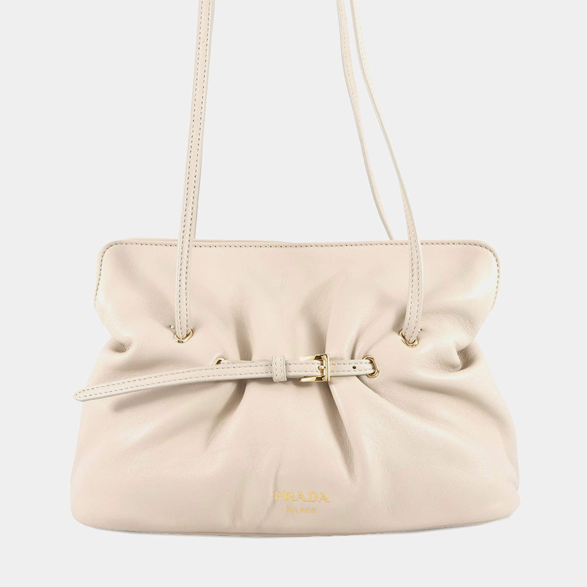 مملوكة مسبقًا Prada Dada Shoulder Bag Ivory Nappa Leather Size Small