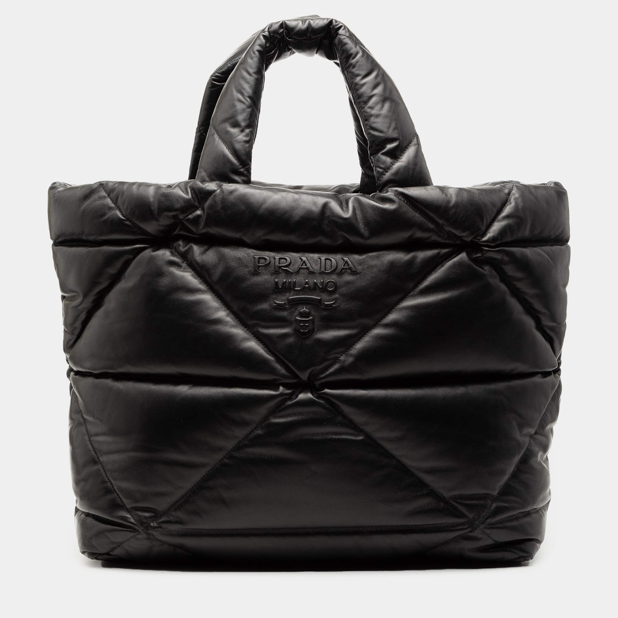 Pre Owned Prada Black Large Quilted Nappa Padded Tote