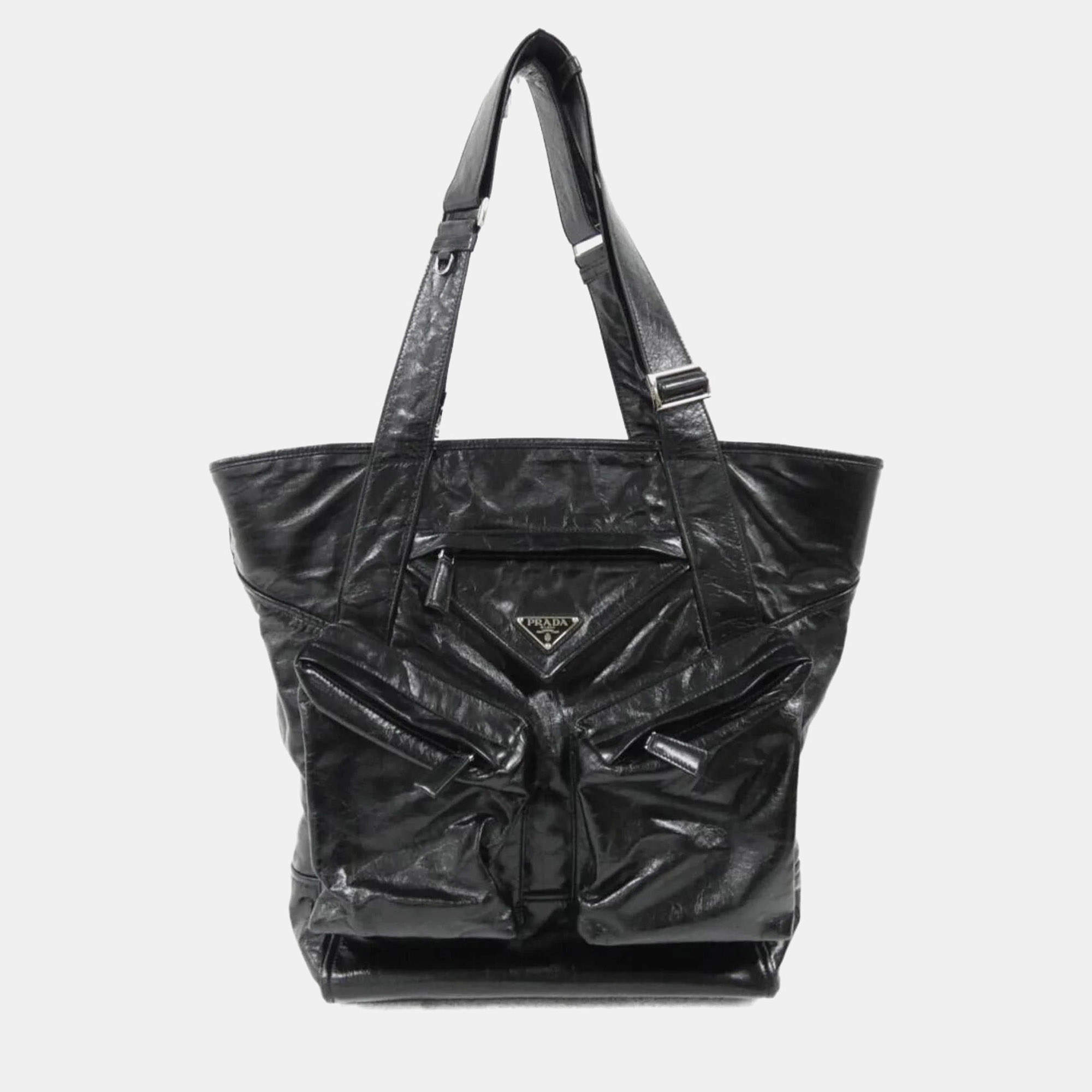 Pre Owned حقيبة برادا جلد أسود