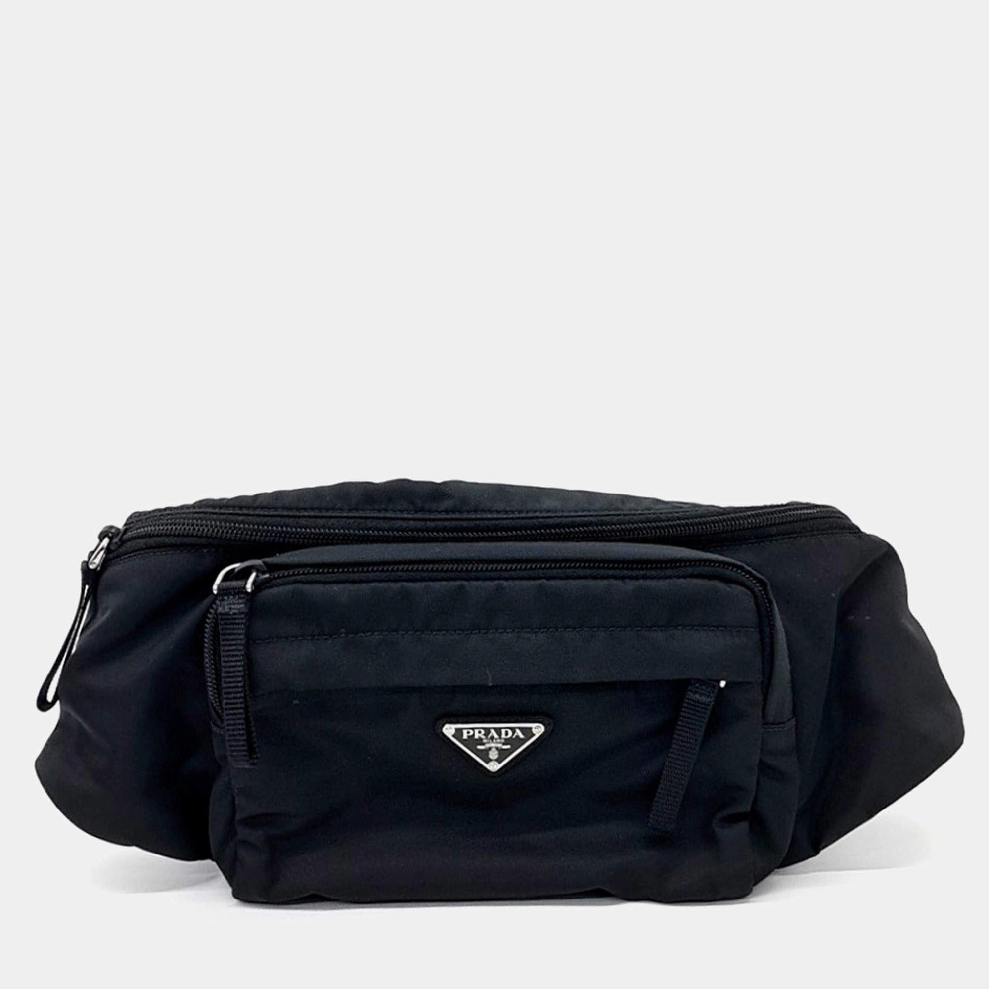 Pre Owned Prada Black Fabric belt bag