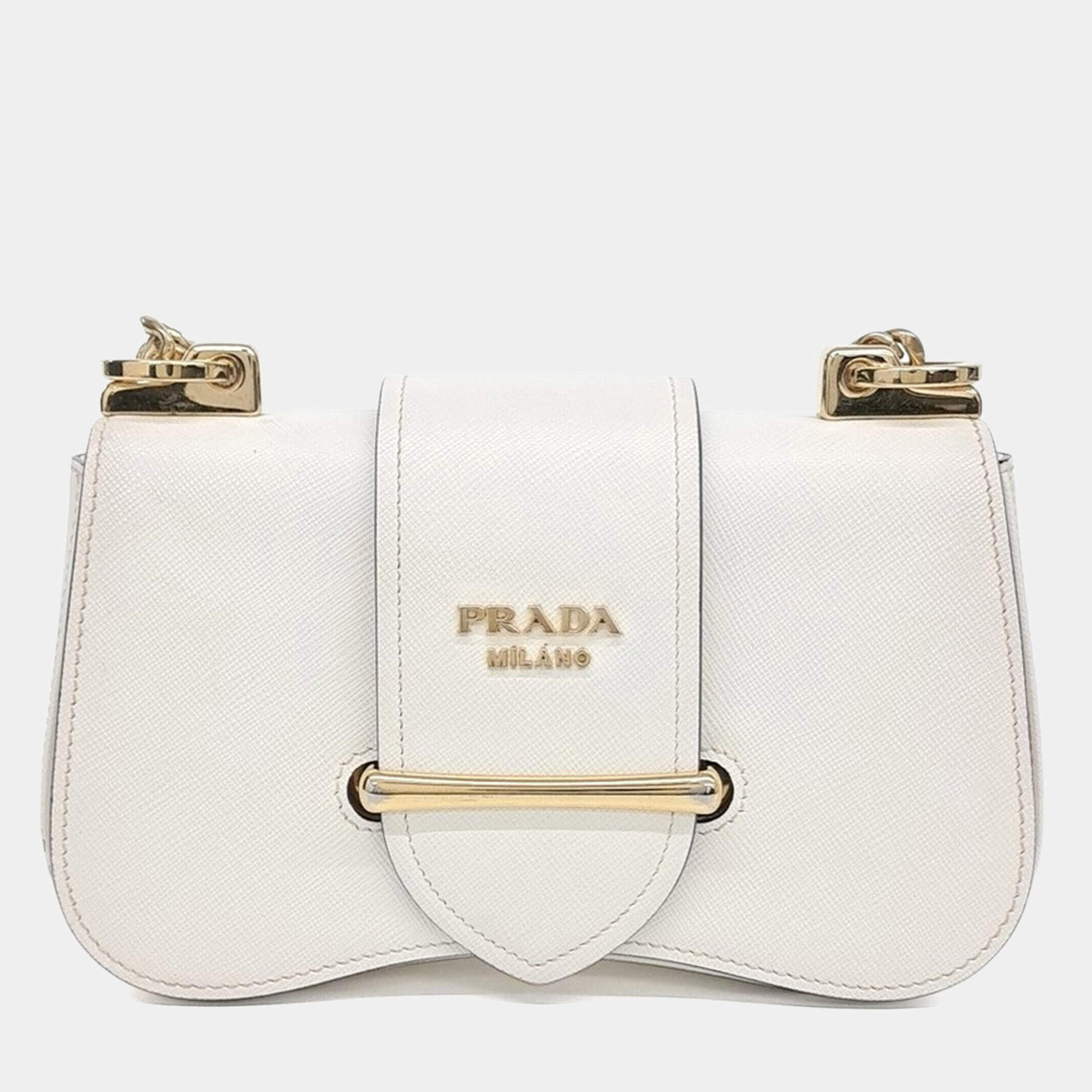 مملوكة مسبقًا Prada Cream Leather Sidonie Crossbody Bag (1BD219)