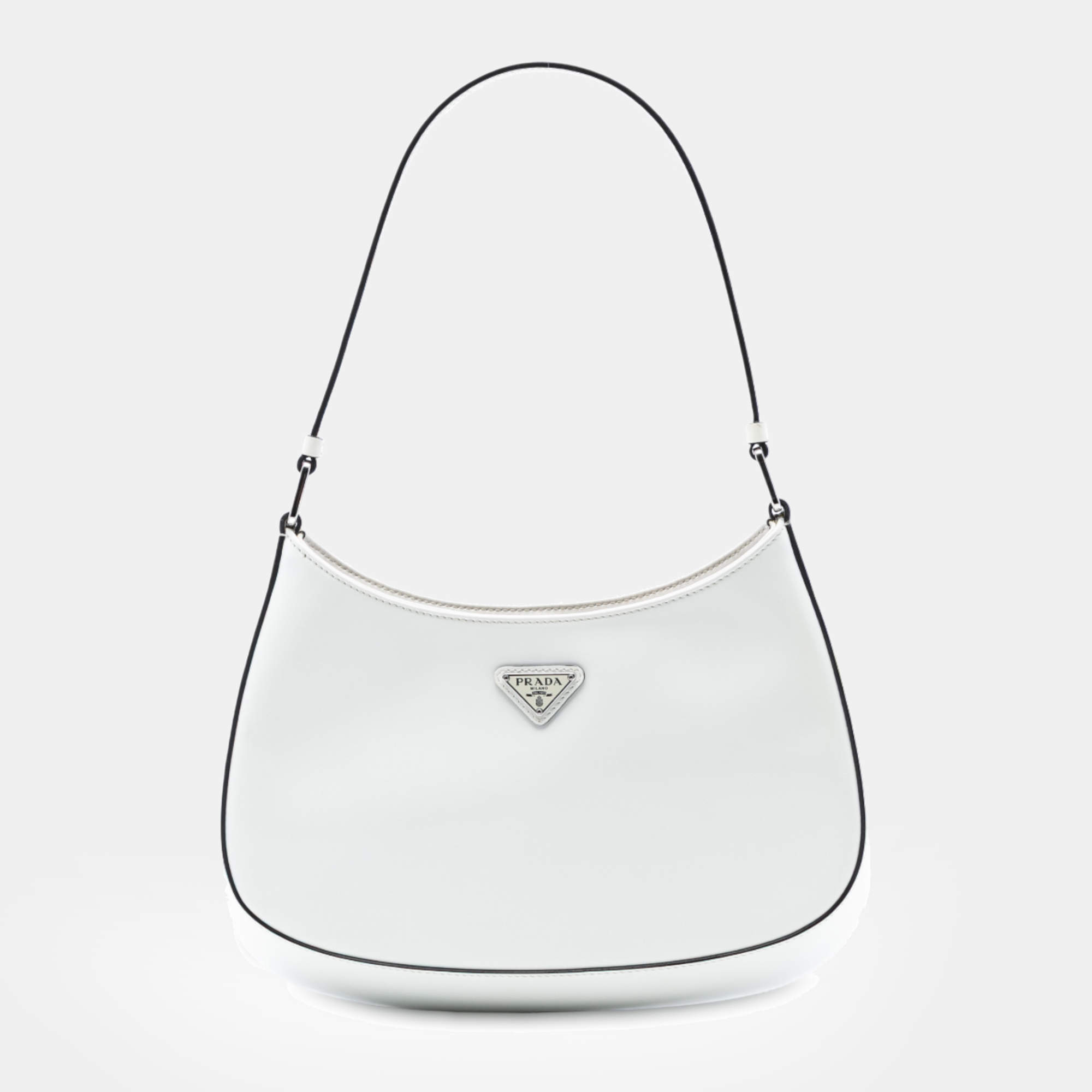 مملوكة مسبقًا حقيبة كتف برادا جلد أبيض مصقول كليو