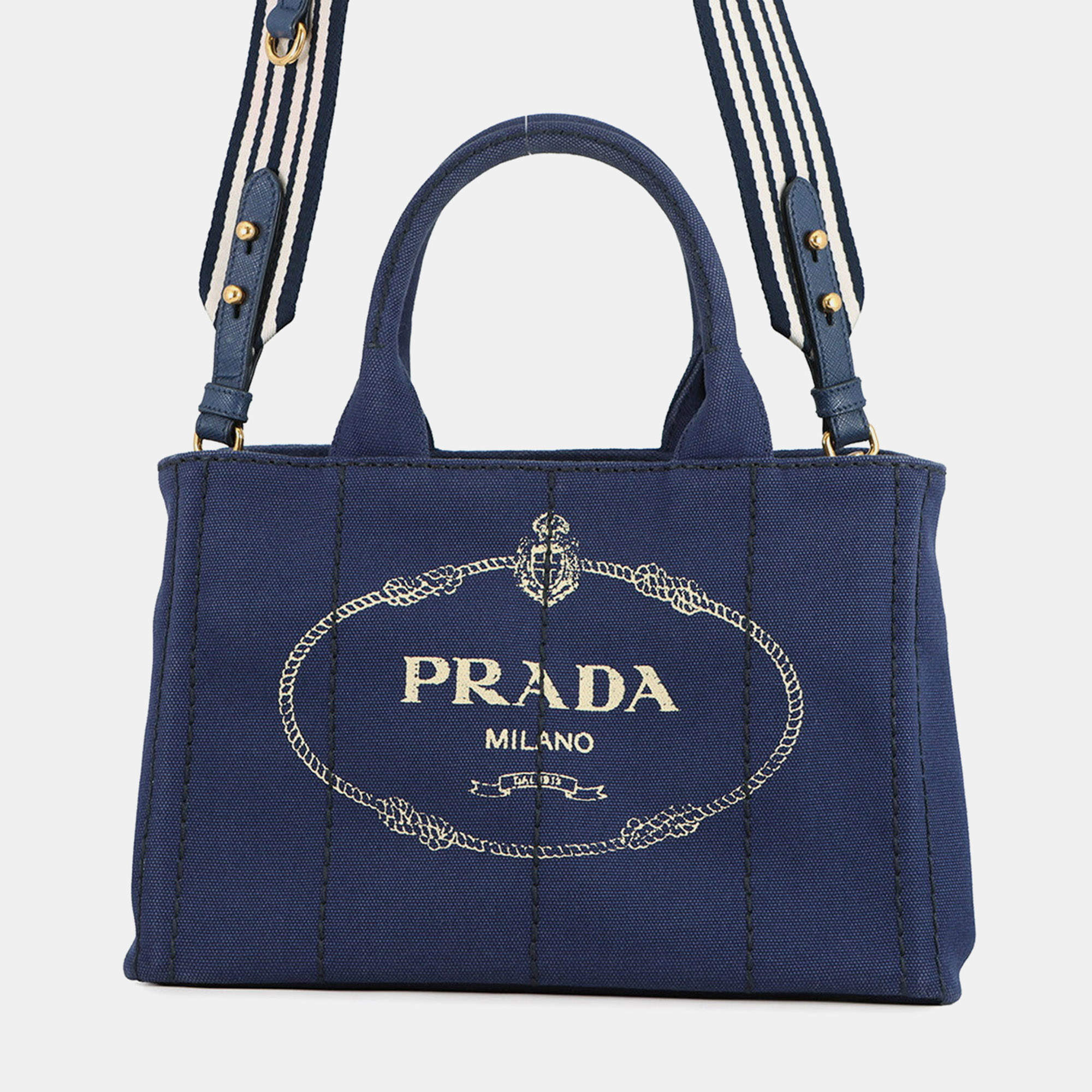 Pre Owned Prada Canapa Blue Canvas