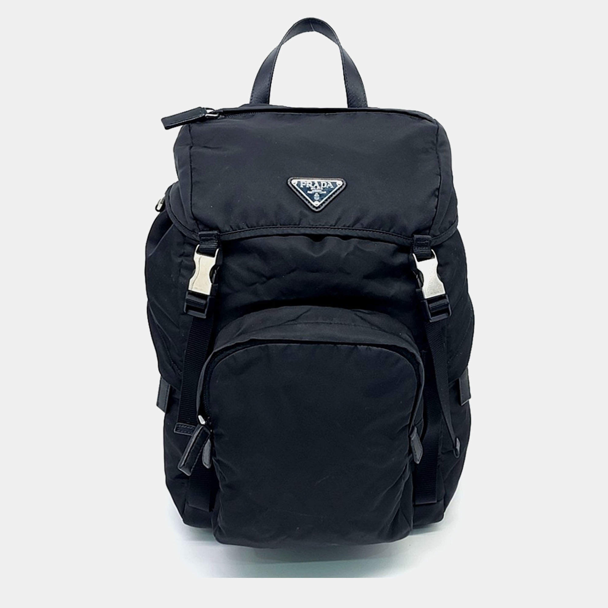 Pre Owned Prada Black Nylon Tessuto Backpack