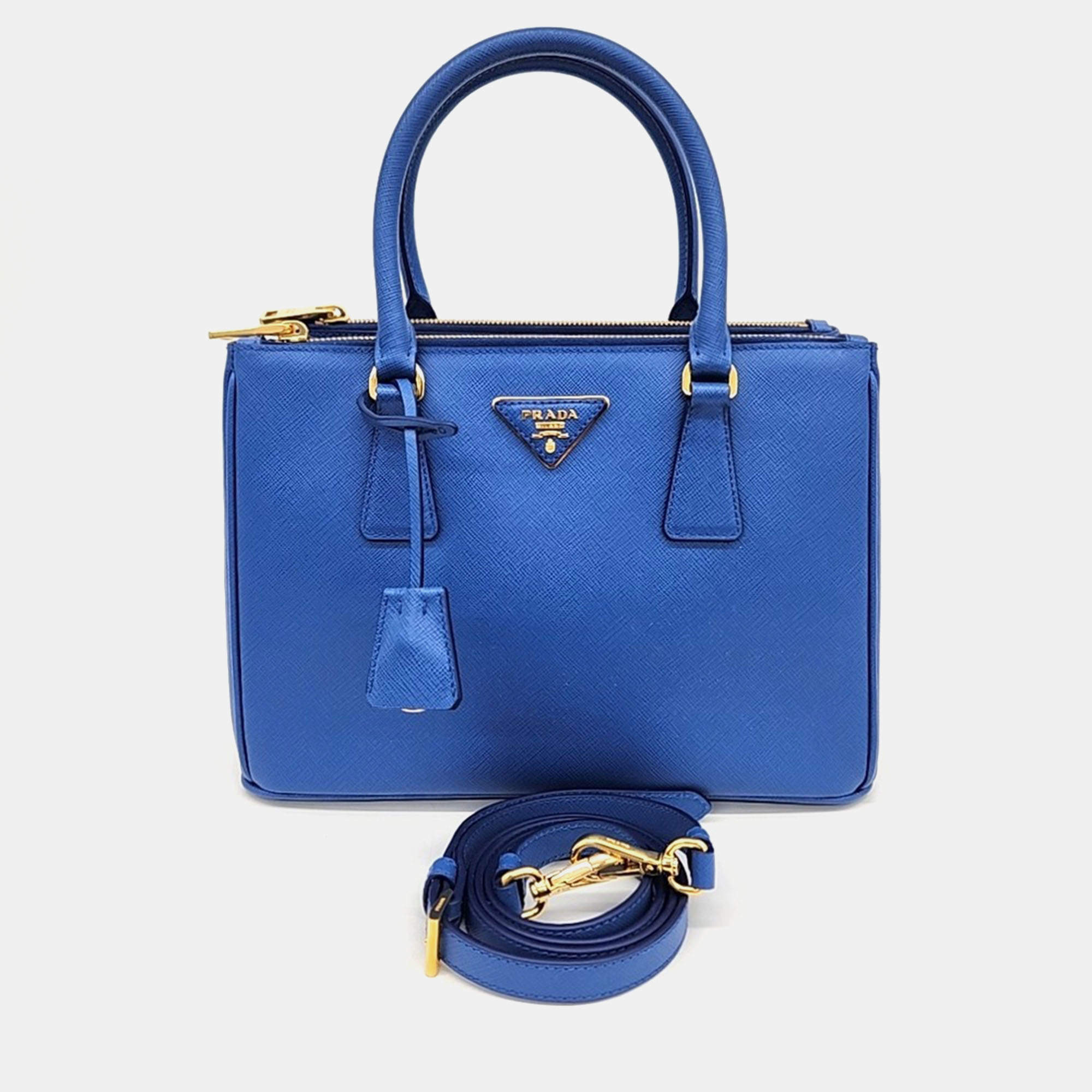 Pre Owned Prada Blue Saffiano Luxe Tote and Shoulder Bag