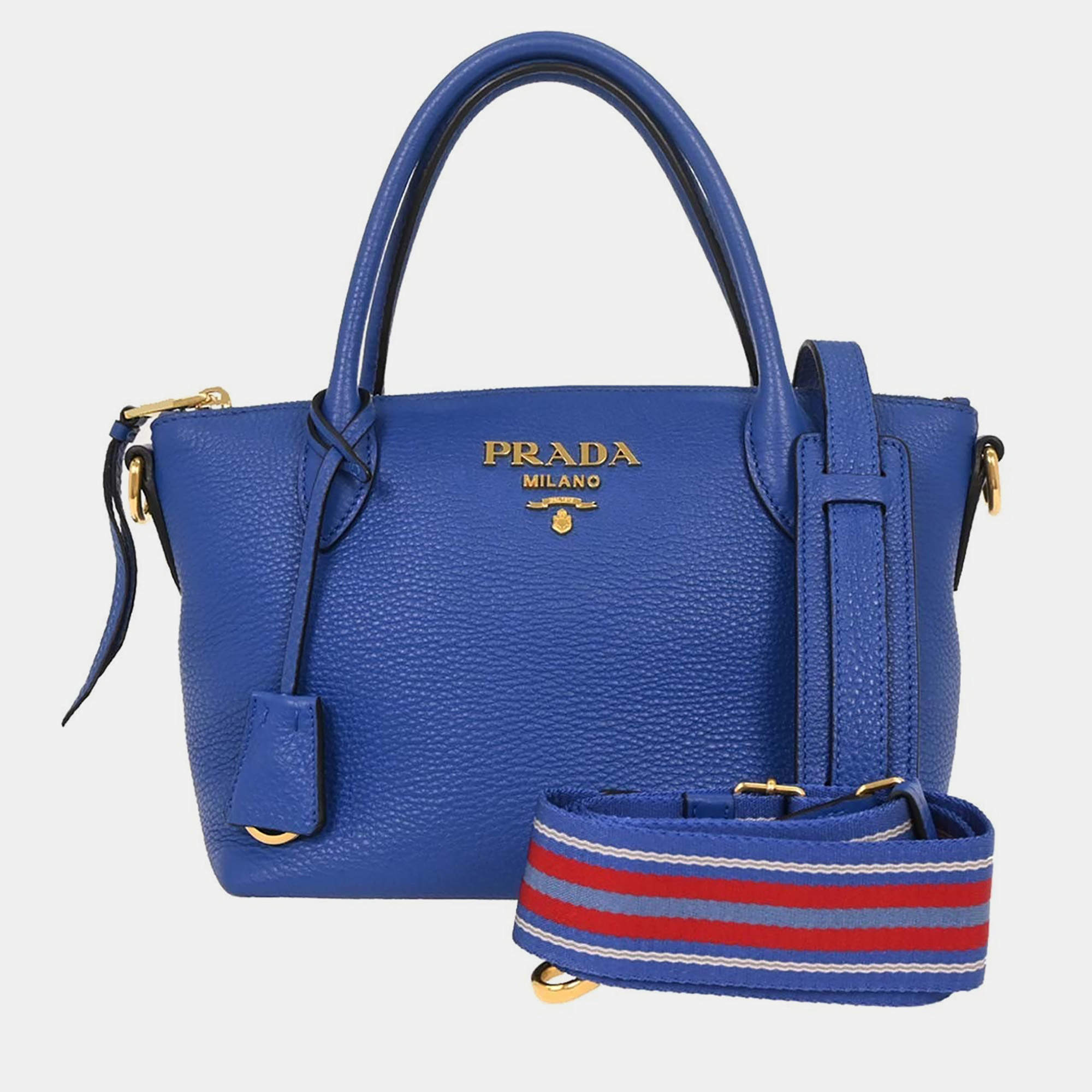 مملوكة مسبقًا Prada Blue Leather 2way Shoulder Handbag