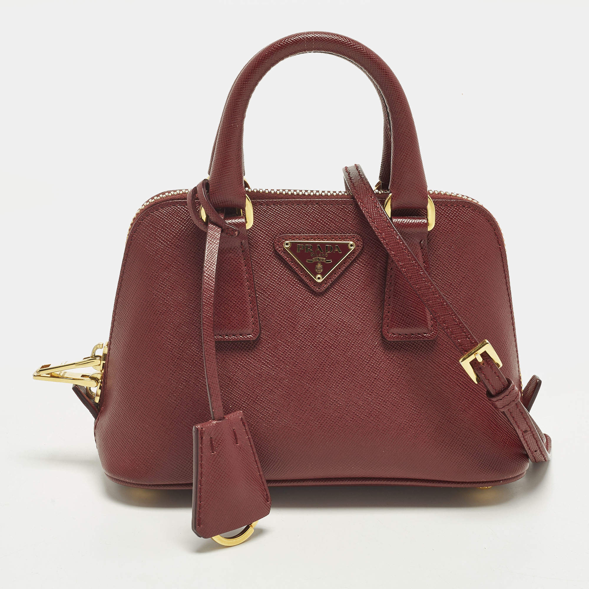 مملوكة مسبقًا Prada Promenade Mini Red Saffiano Lux Leather Satchel