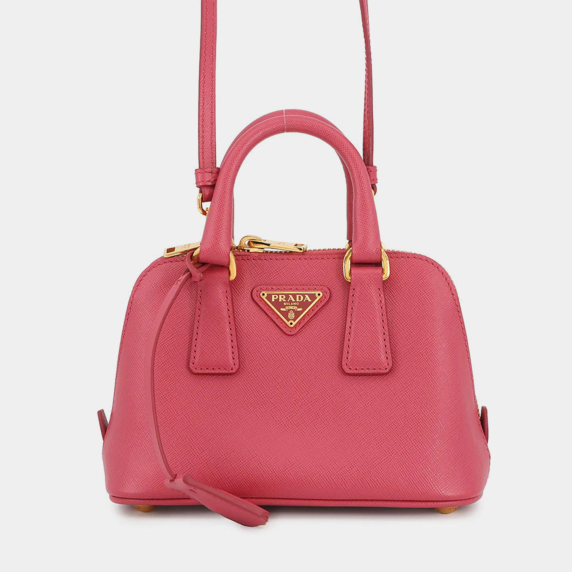 Pre Owned Prada Saffiano Leather 2-Way Mini Handbag Pink Leather