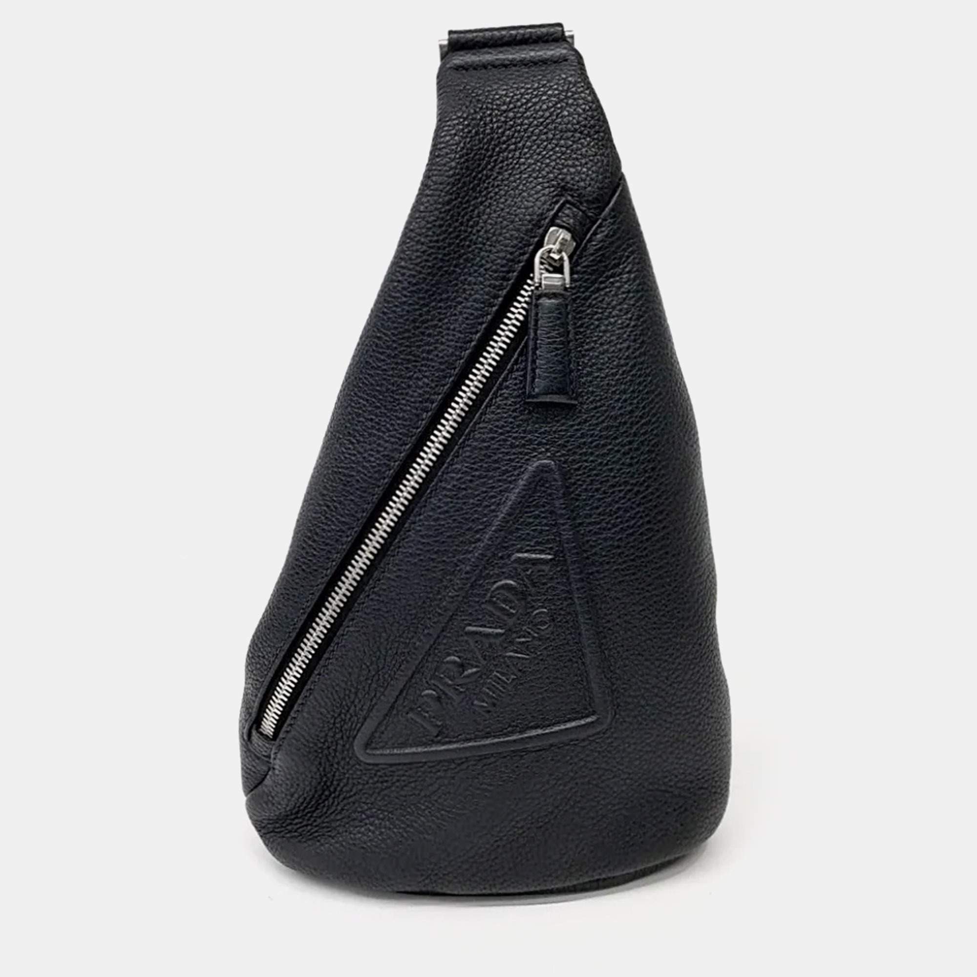 Pre Owned Prada Black Leather Prada Vitello Daino Slingback