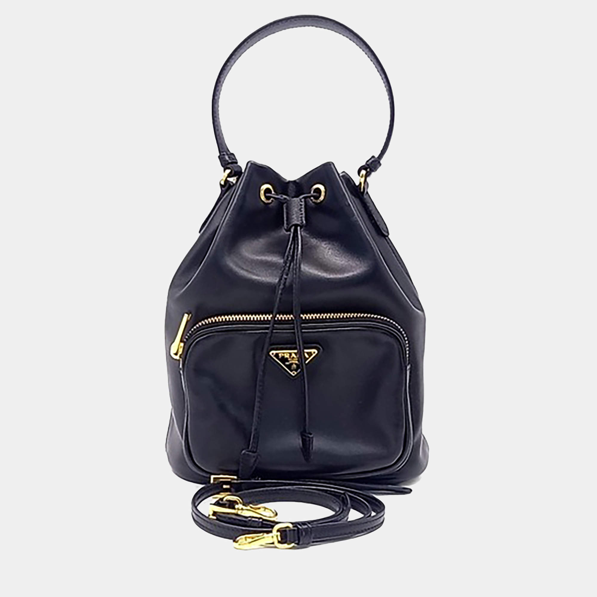 Pre Owned Prada Black Leather Soft Calf Tote and Crossbody Bag