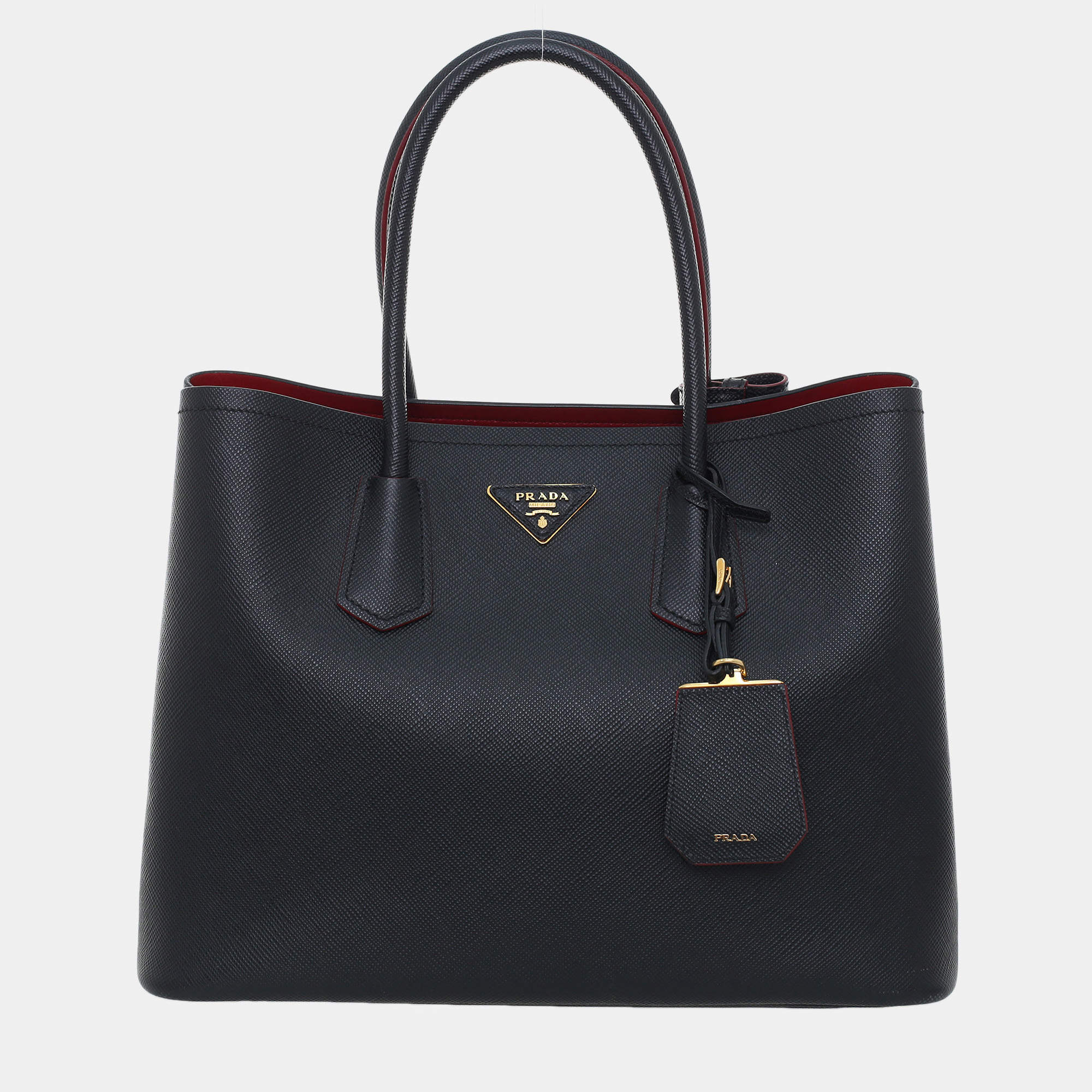 Pre Owned Prada Saffiano Large Double Bag