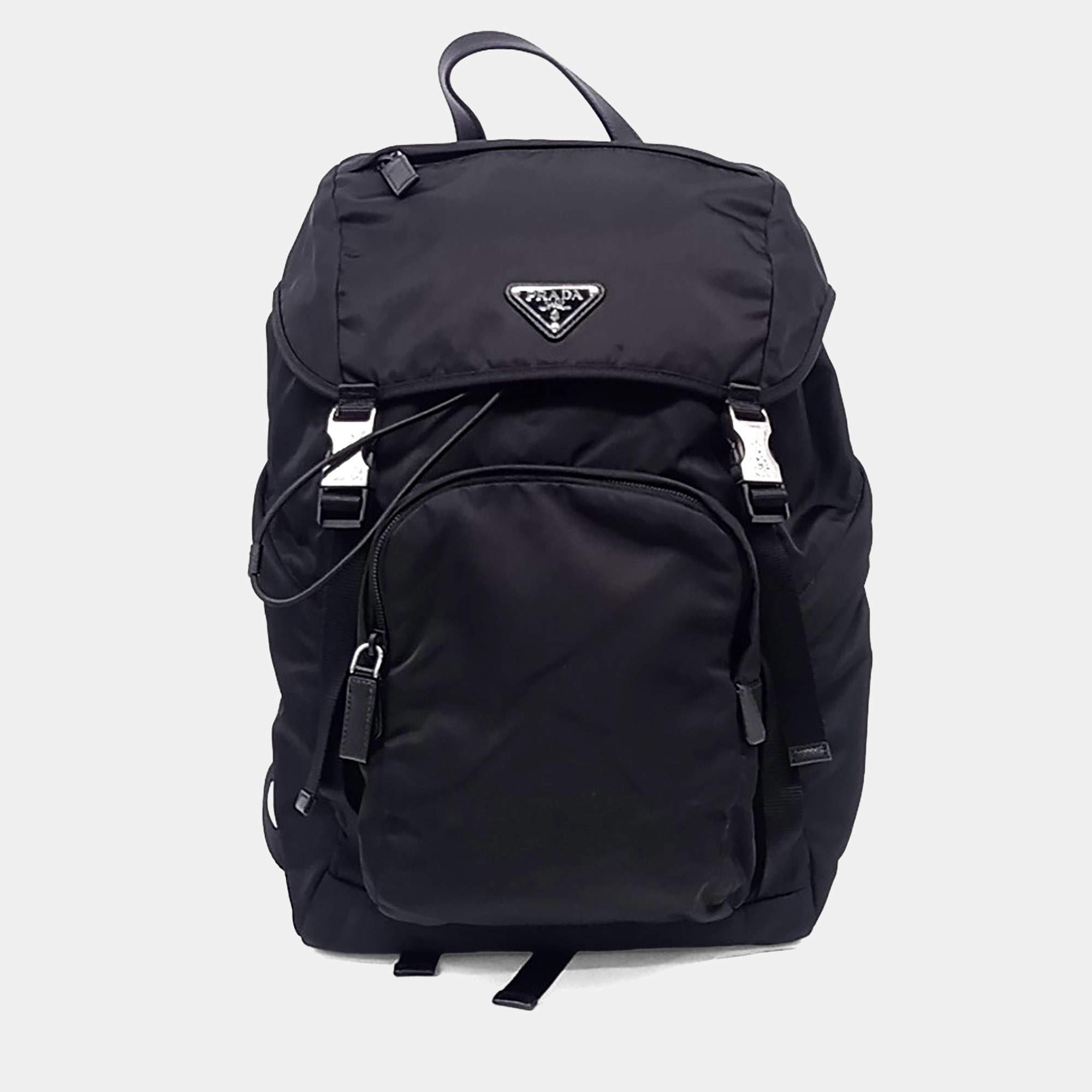 Pre Owned Prada Black Re-Nylon Tessuto Backpack 