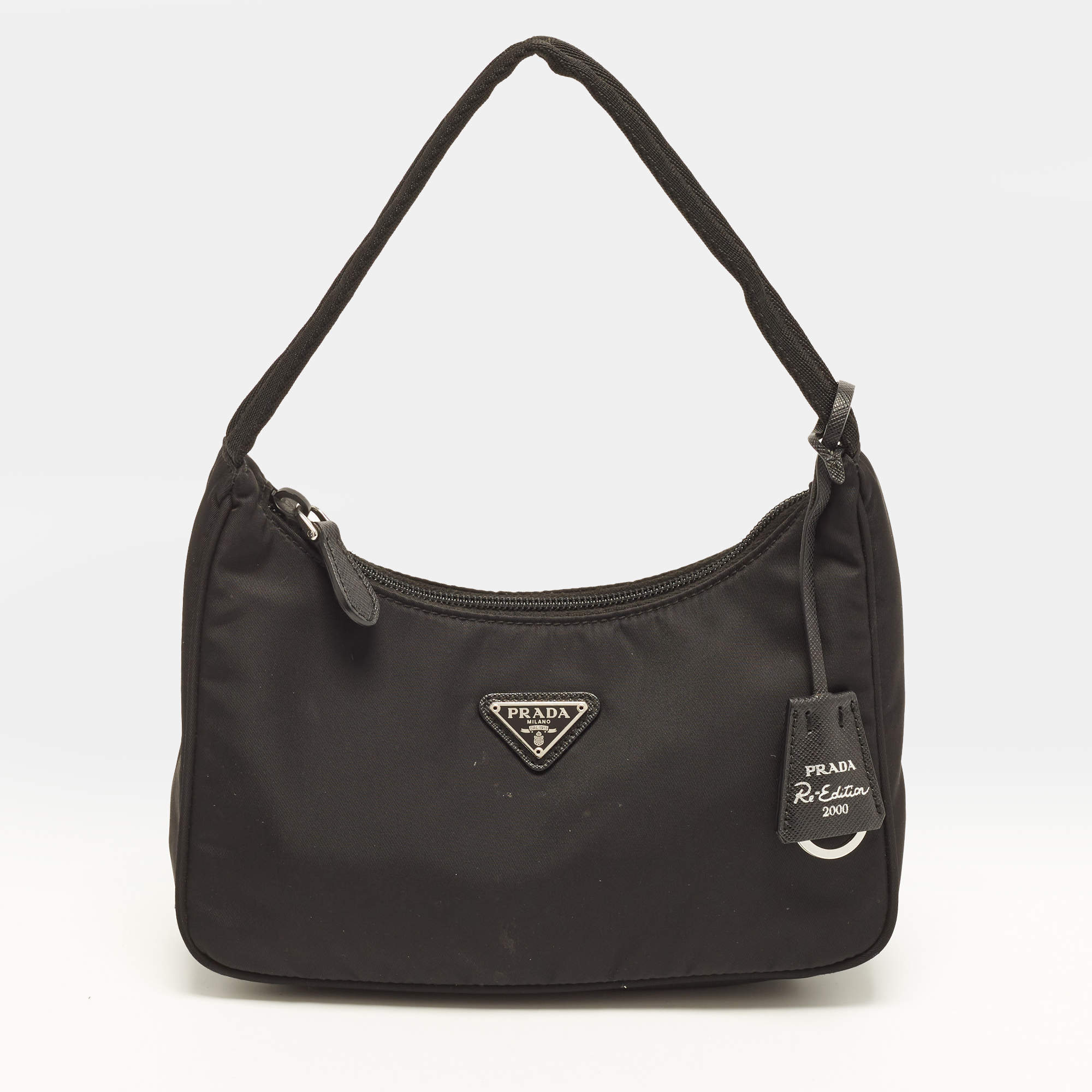 Pre Owned Prada Re-Edition 2000 Mini Black Nylon Shoulder Bag
