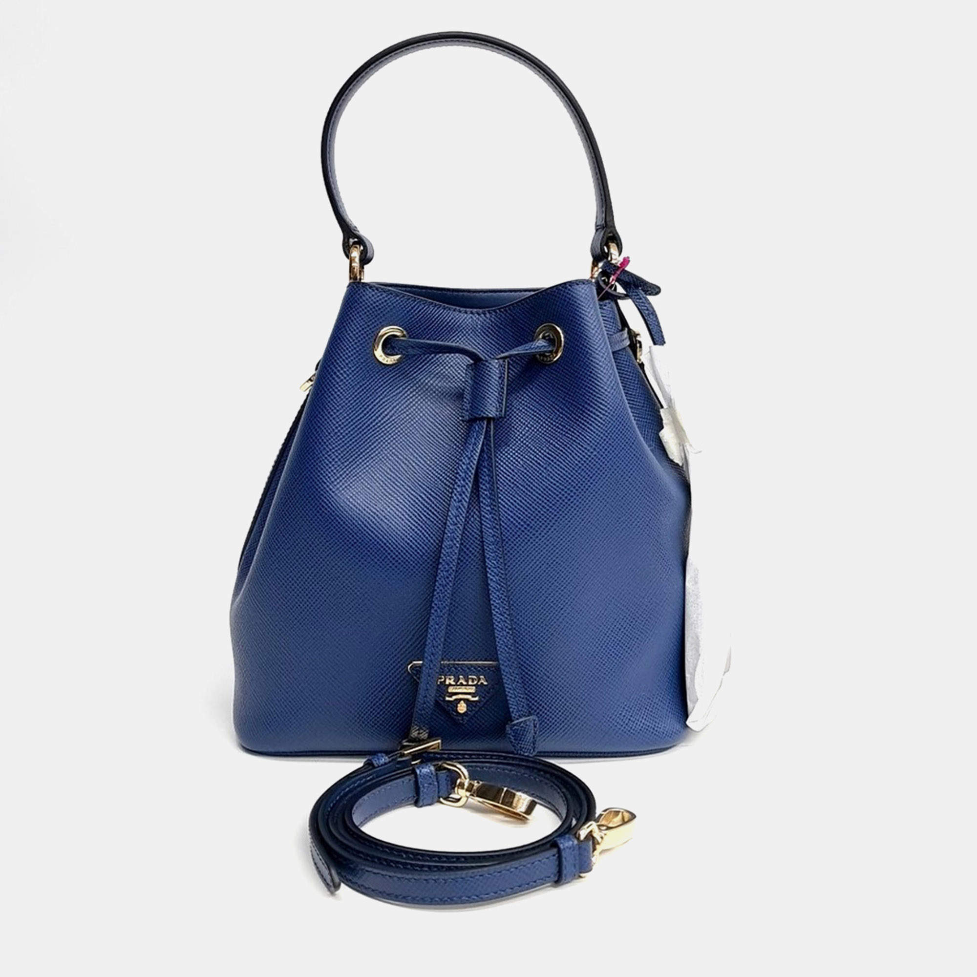 مملوكة مسبقًا Prada Blue  Saffiano Bucket Tote and Crossbody Bag (1BE032)