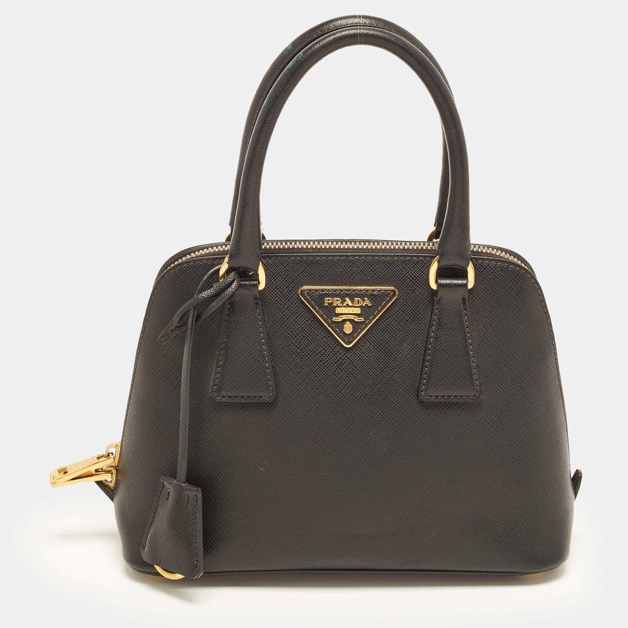 مملوكة مسبقًا Prada Promenade Small Black Saffiano Lux Leather Satchel