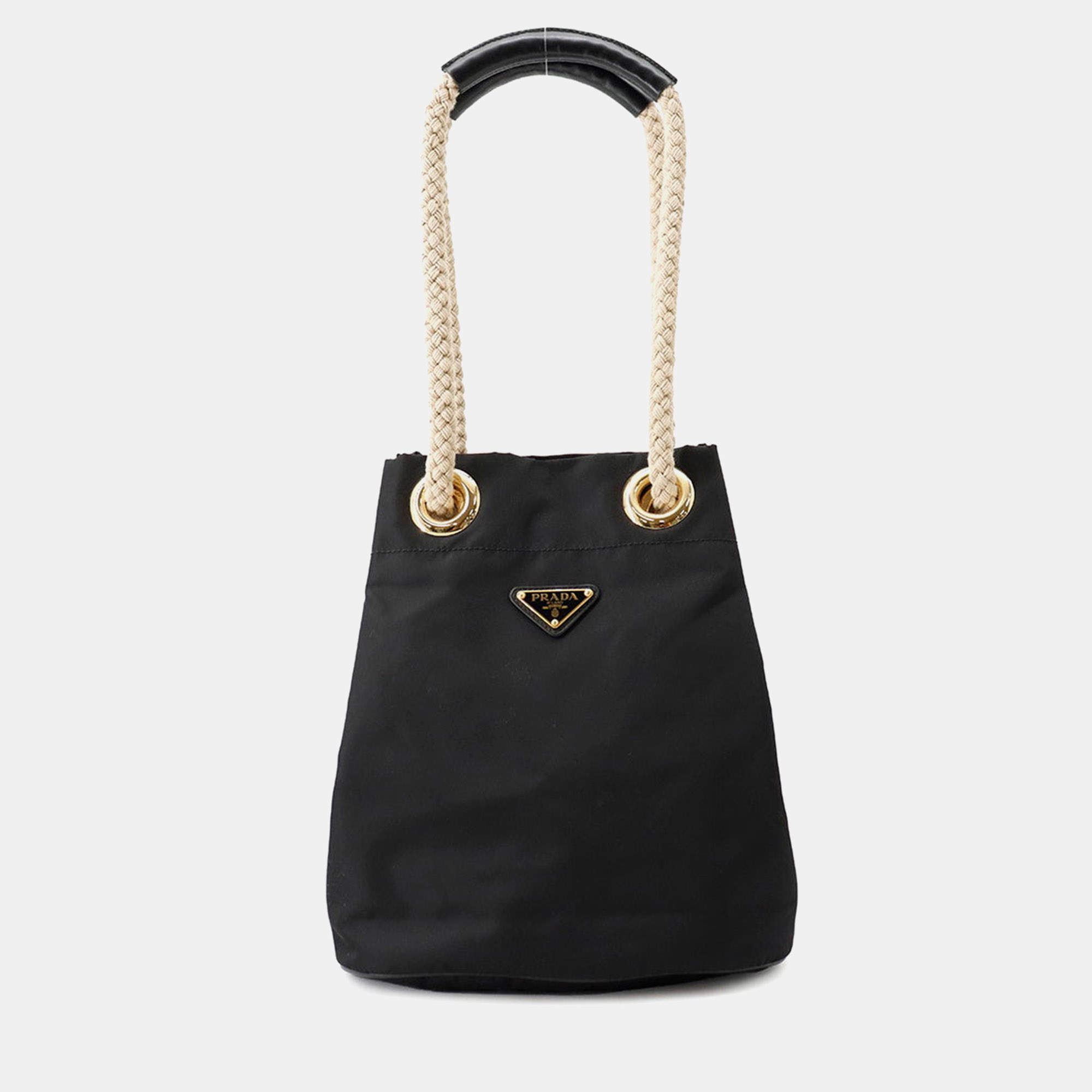 Pre Owned Prada Mariner Small Black Nylon Bucket Bag