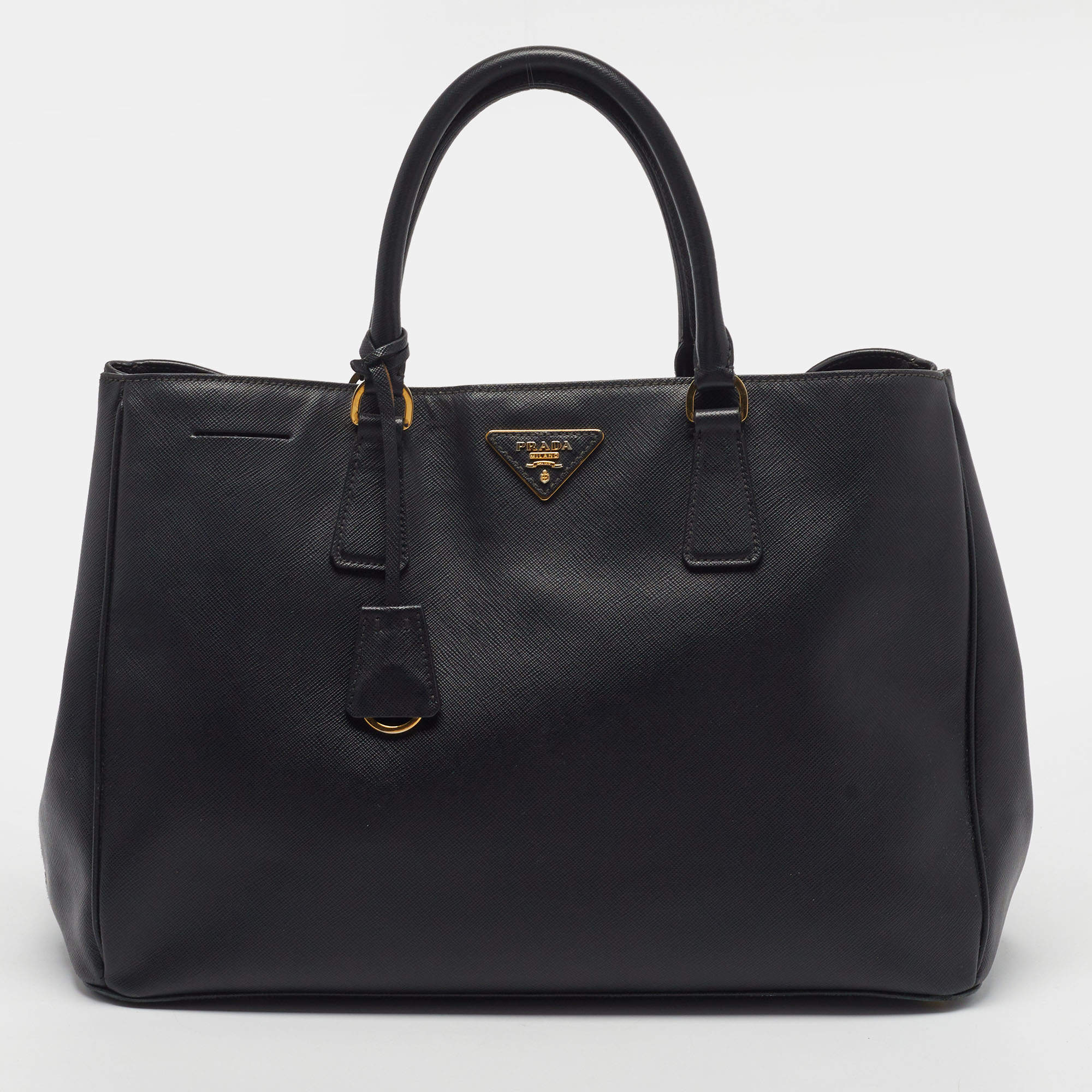 Pre Owned Prada Open Large Black Saffiano Leather Tote