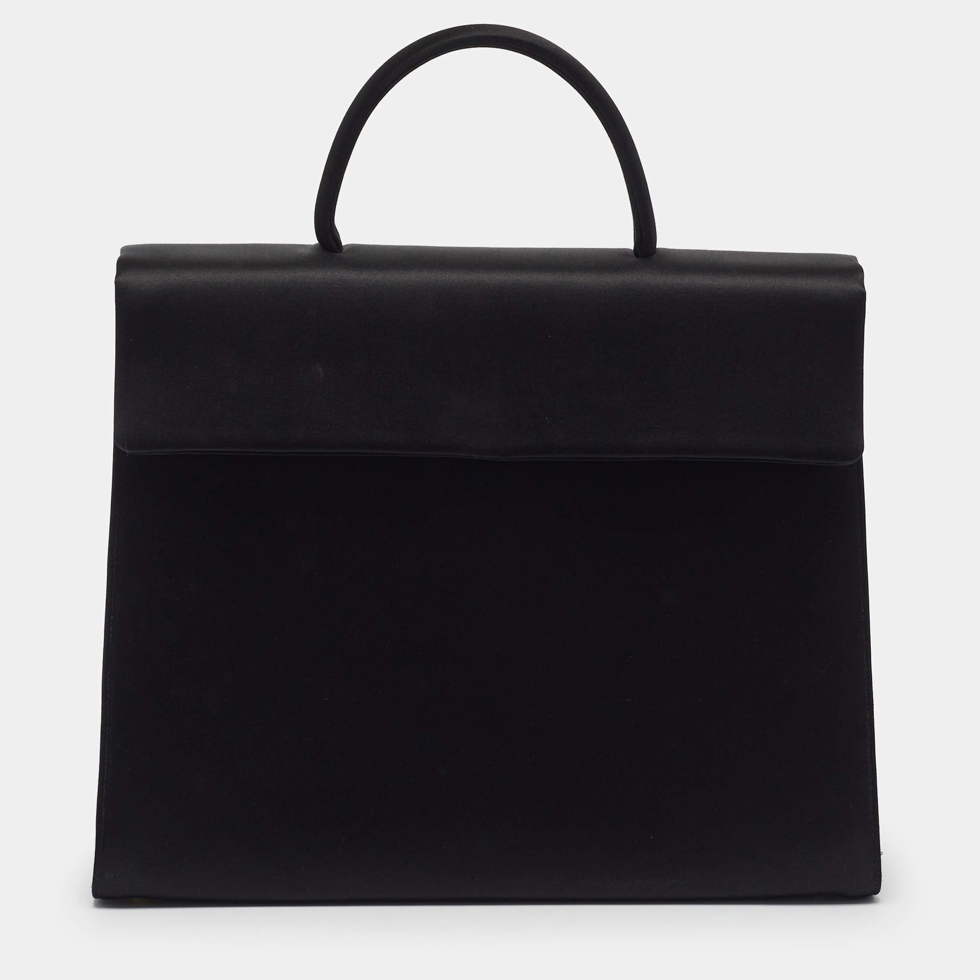 Pre Owned Prada Black Raso Satin Top Handle Bag