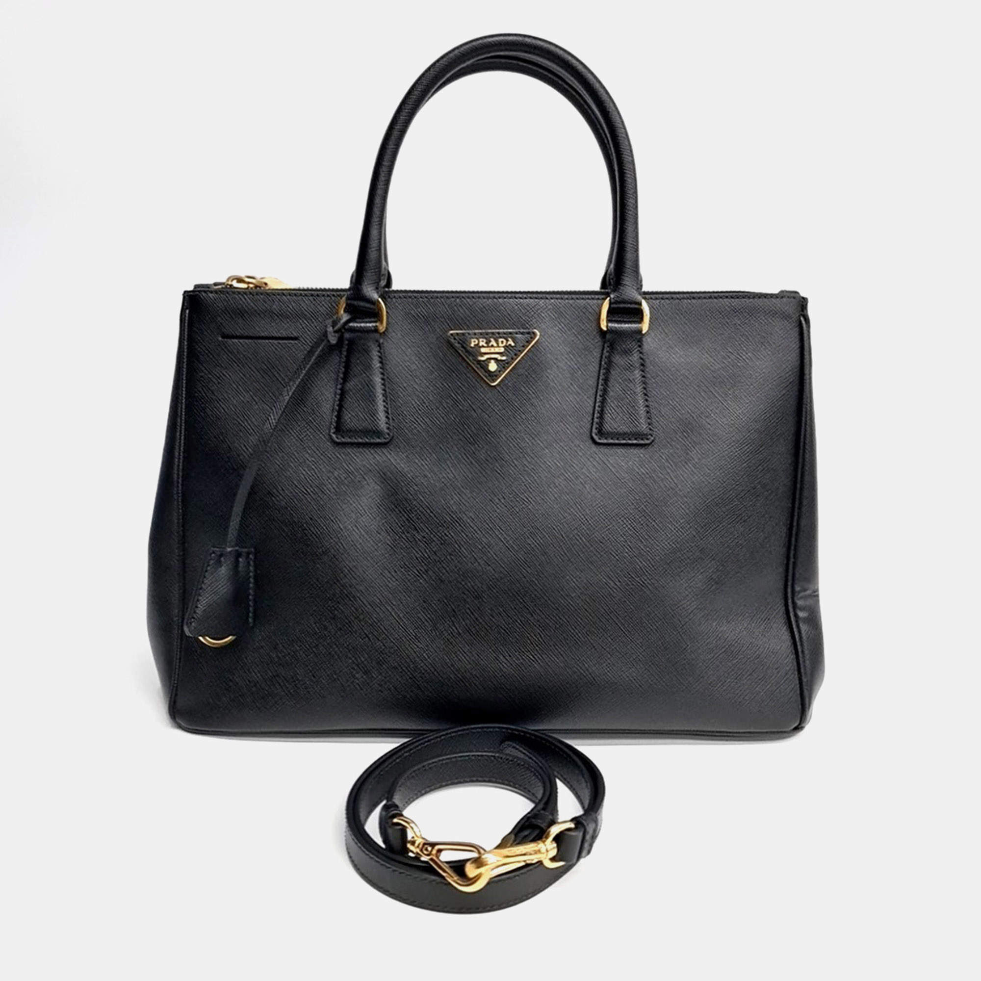 Pre Owned Prada Black Saffiano Luxe Tote and Shoulder Bag (BN2274)
