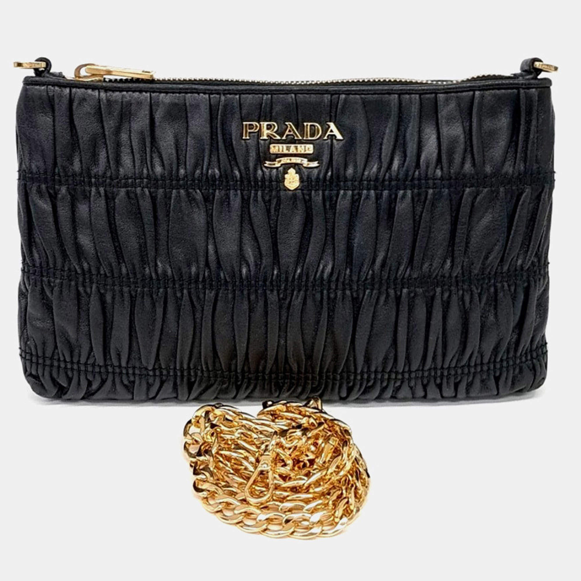 Pre Owned Prada Gaufré Chain Crossbody Bag