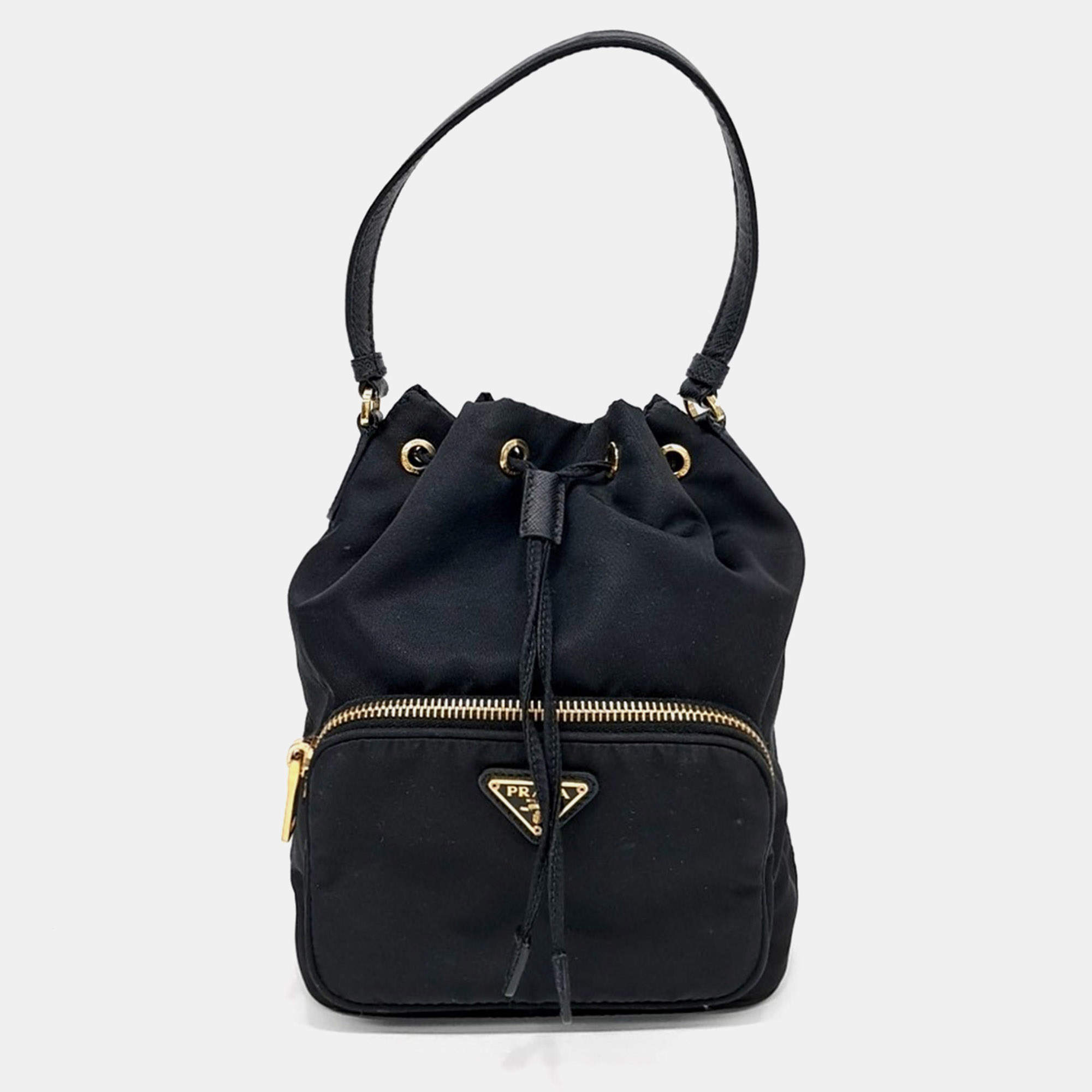 Pre Owned Prada Black Fabric bucket tote bag