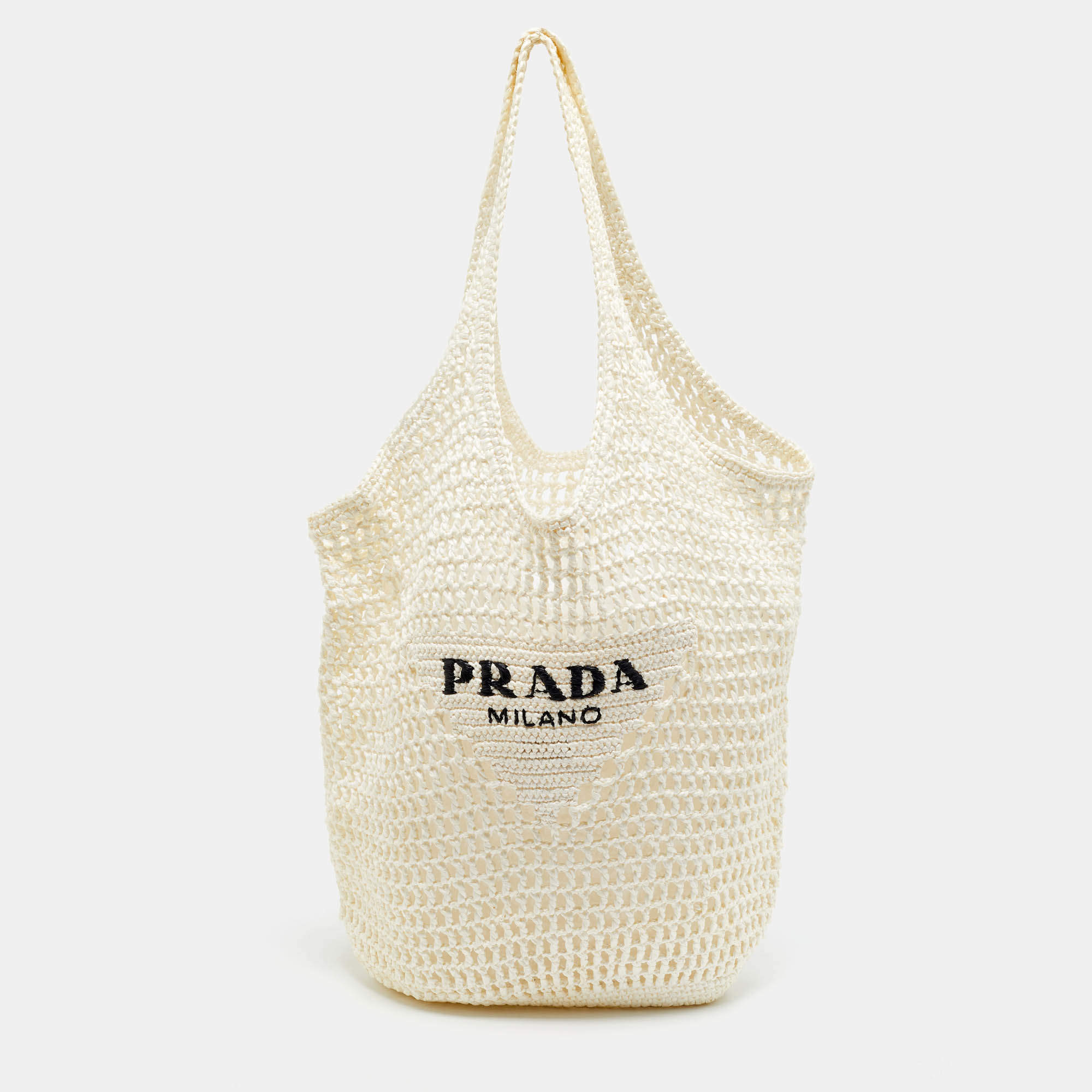 Pre Owned Prada Large White Crochet Shoulder Bag