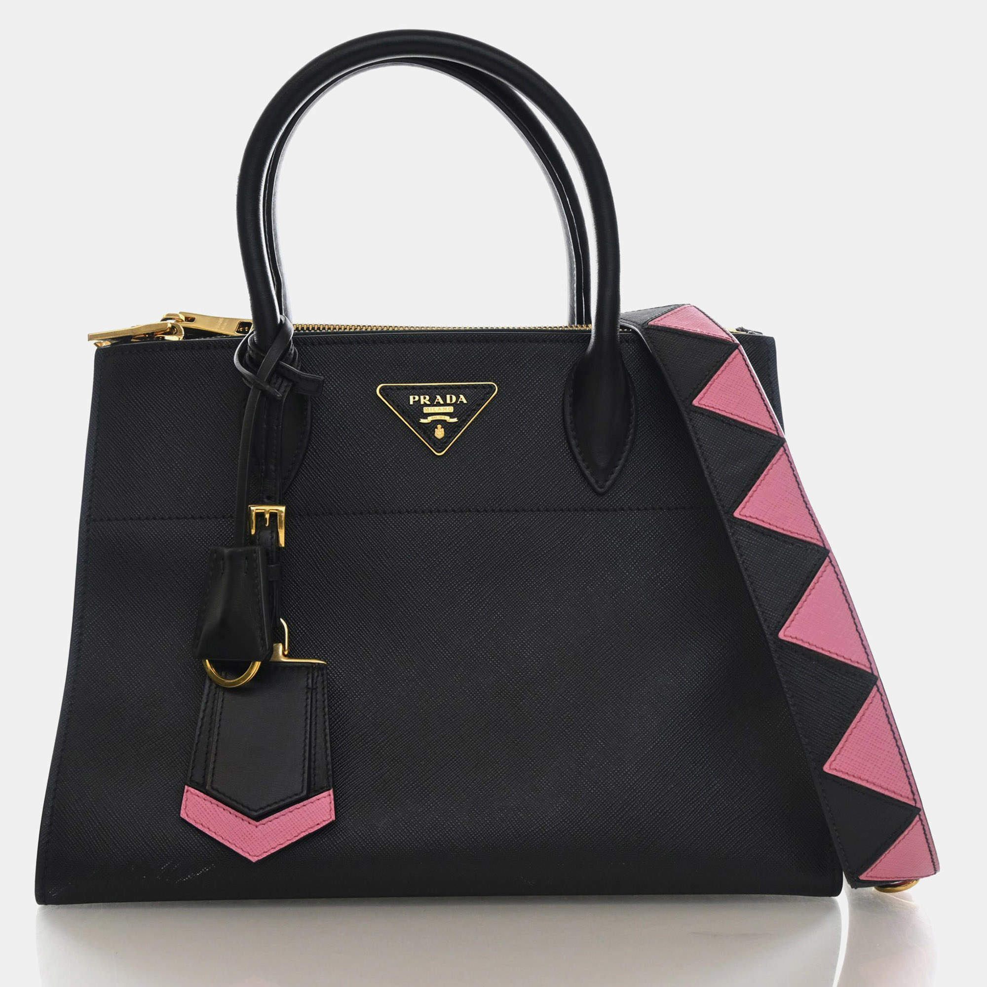 Pre Owned Prada Paradigme Medium Black Saffiano City Calfskin Tote Bag