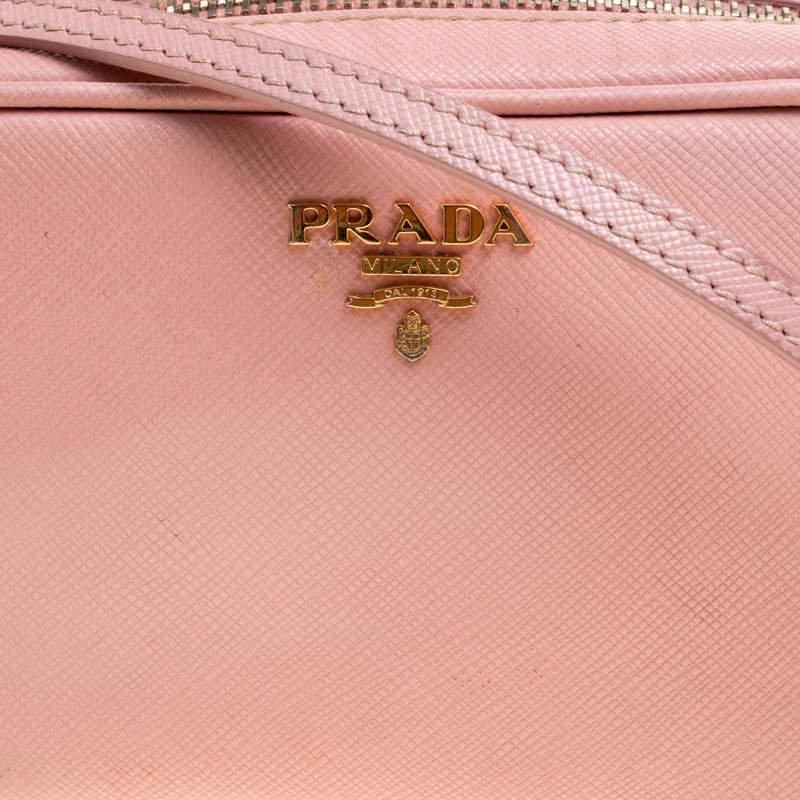 Prada Pink Saffiano Lux Leather Camera Crossbody Bag ref.982383