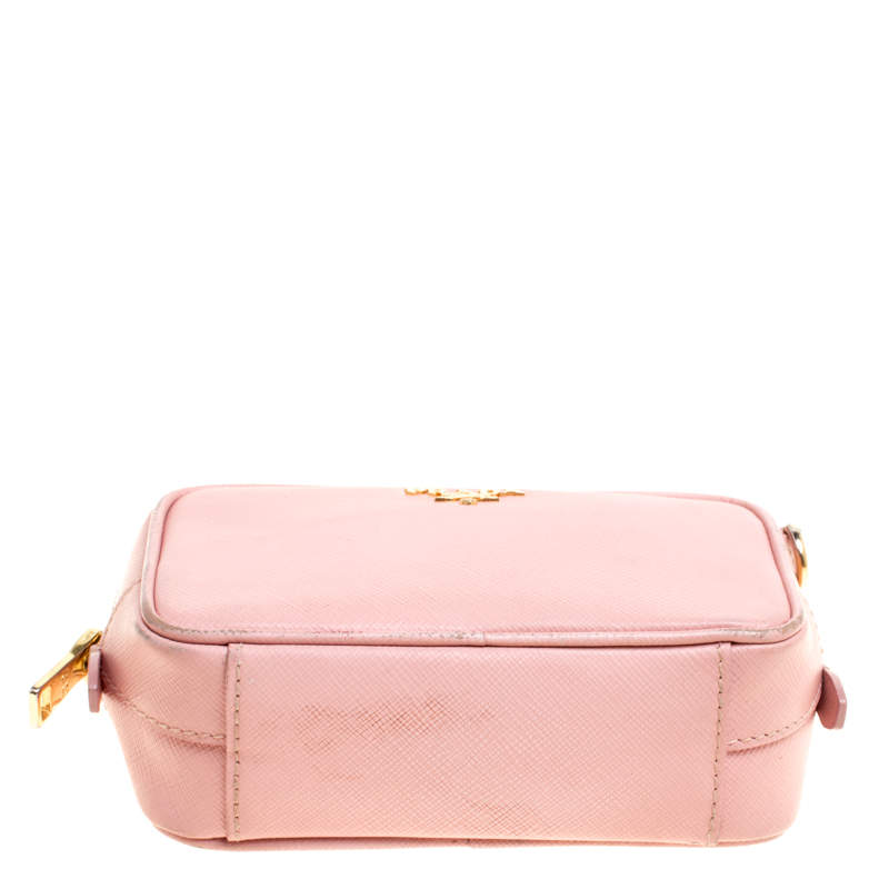 Prada Camera Shoulder Bag Saffiano Leather Small Pink 2001482