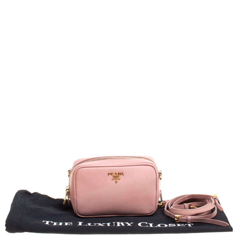 Prada Pink Saffiano Leather Camera Crossbody Bag at 1stDibs