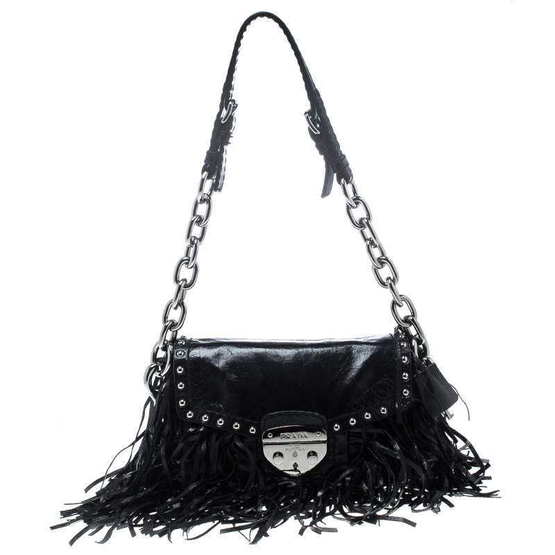 prada fringe bucket bag