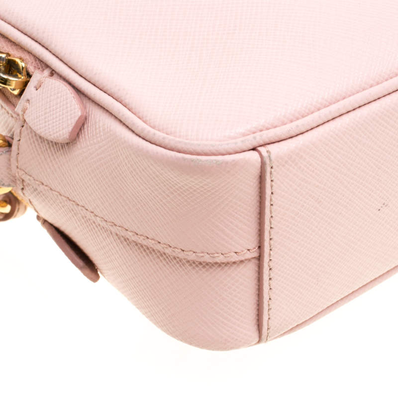 Prada Pink Saffiano Lux Leather Camera Crossbody Bag ref.982383