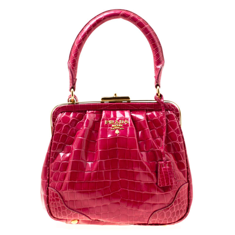 Prada Pink Crocodile Frame Top Handle Bag Prada | TLC