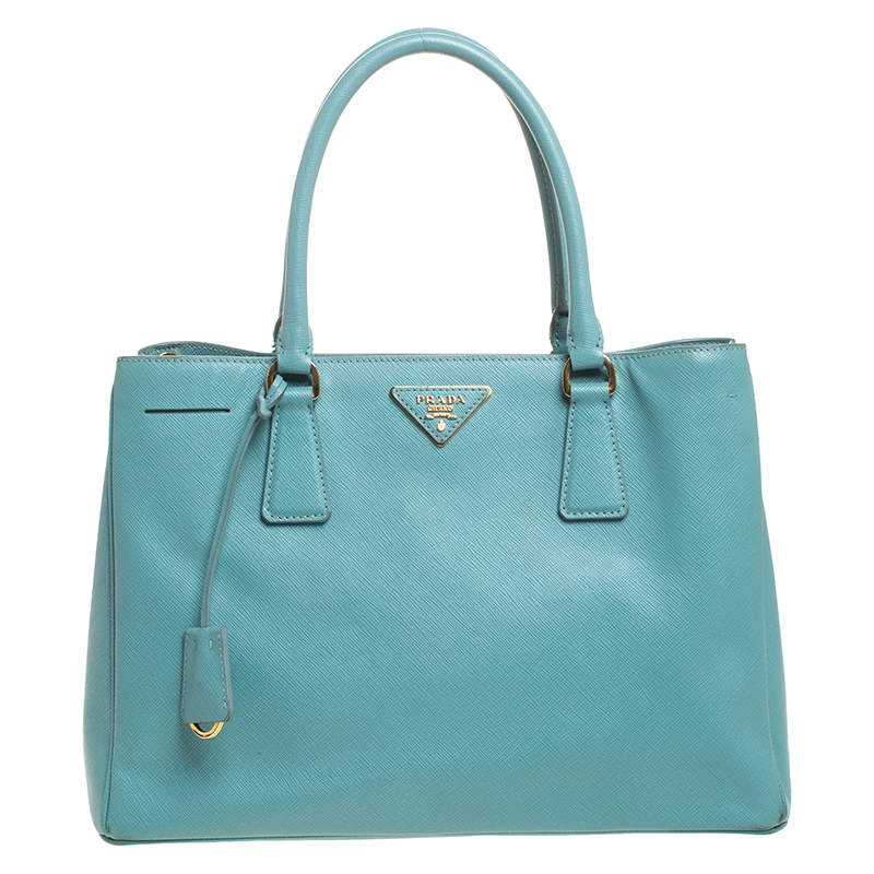 Pre Owned Prada Turquoise Saffiano Lux Leather Tote