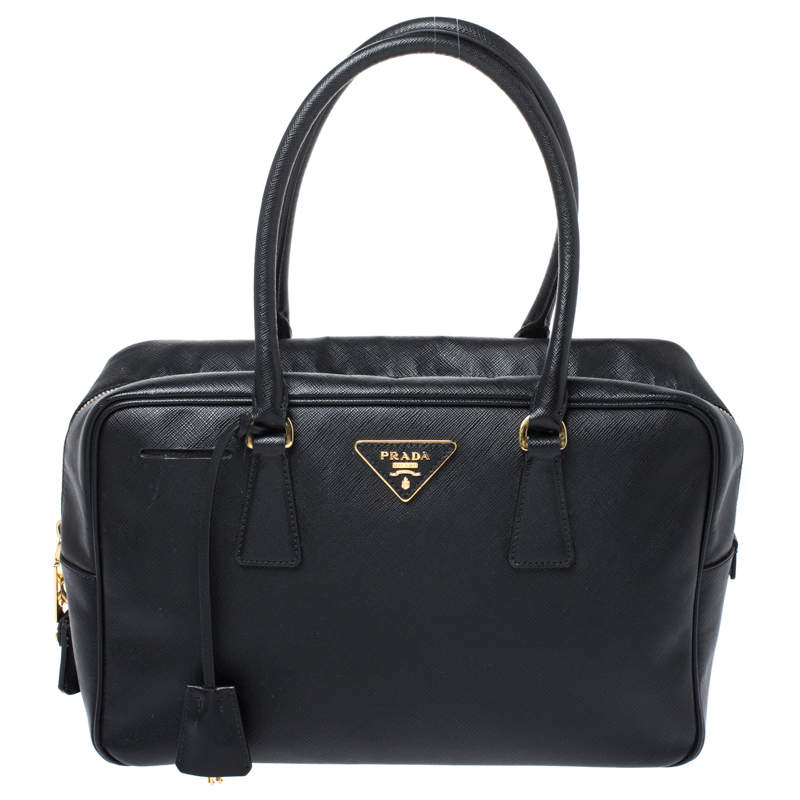 Pre Owned Prada Black Saffiano Lux Leather Satchel