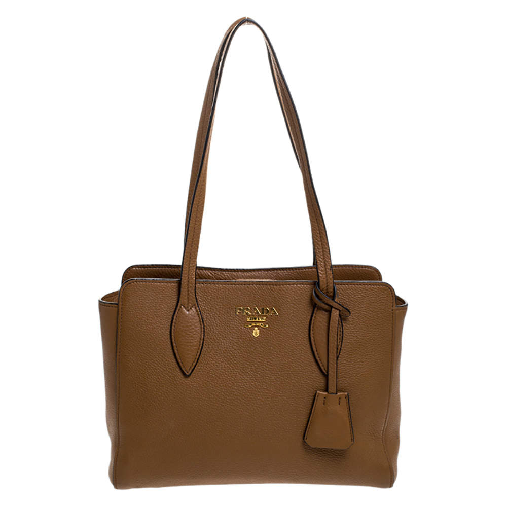 Pre Owned Prada Tan Vitello Leather Tote
