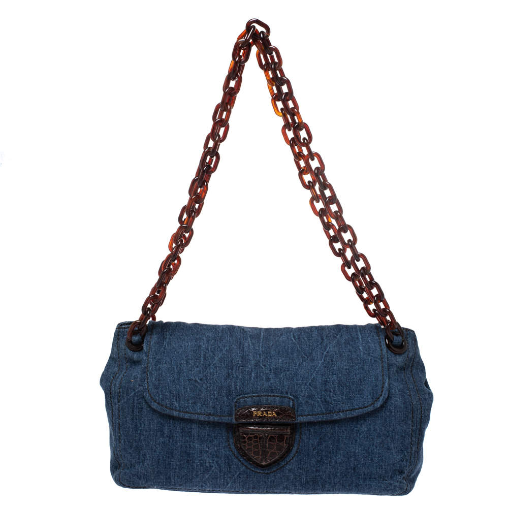 prada denim shoulder bag