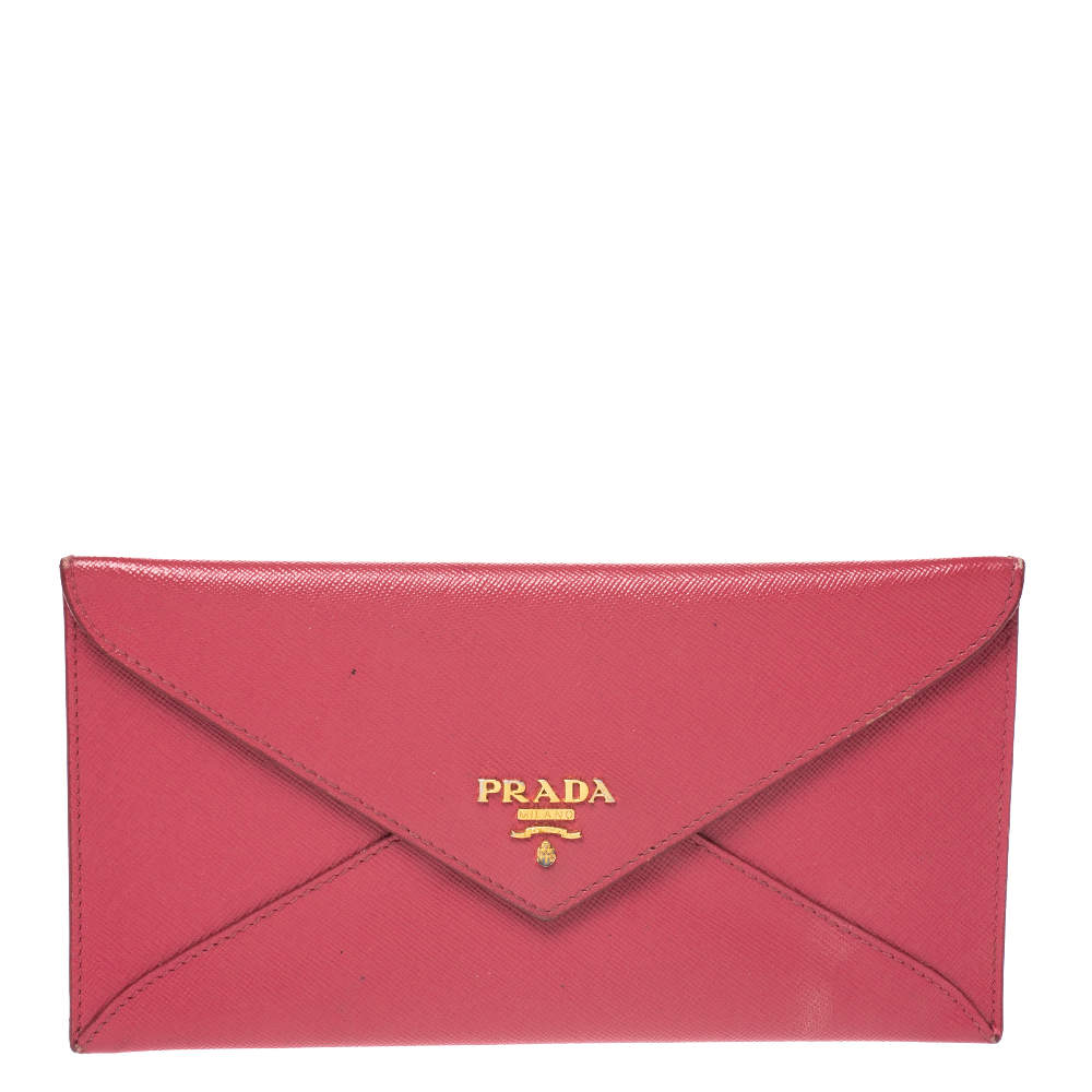 Prada Pink Saffiano Leather Envelope Wallet Prada | TLC