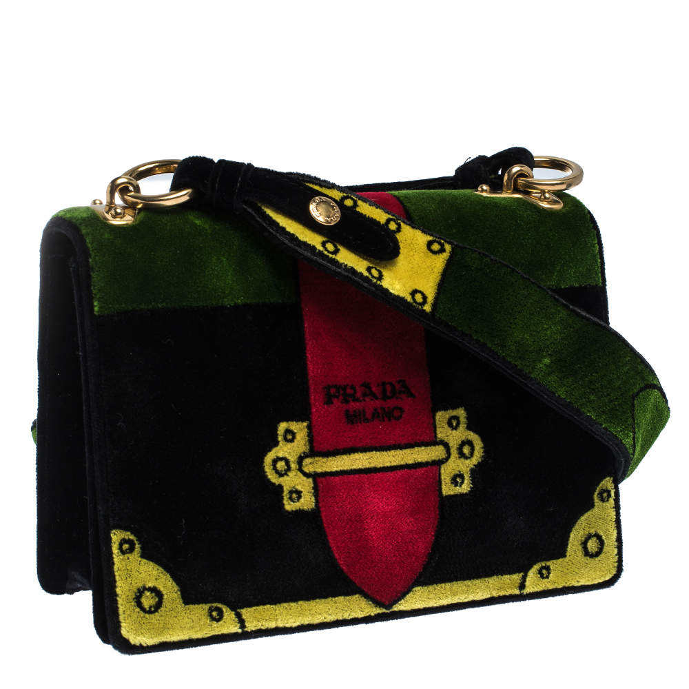 Prada Cahier Velvet Clutch Bag Multicolor