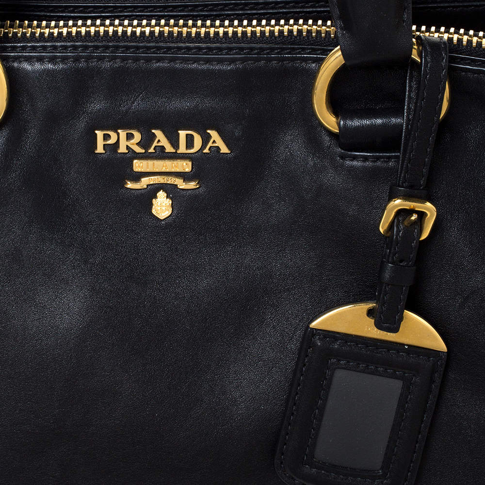 PRADA Black Soft Calf Leather Tote Bag at 1stDibs