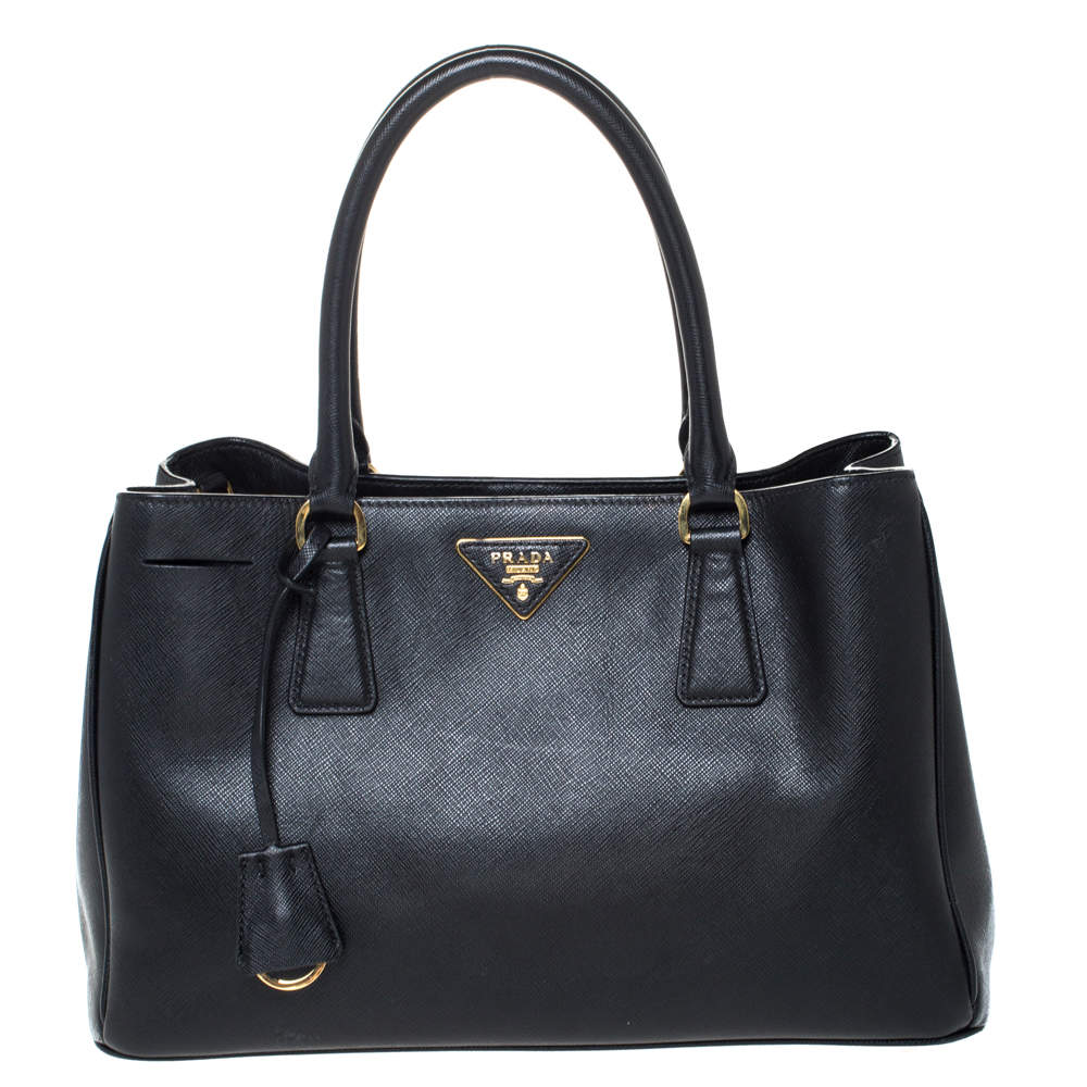 Pre Owned Prada Black Saffiano Lux Leather Medium Galleria Tote