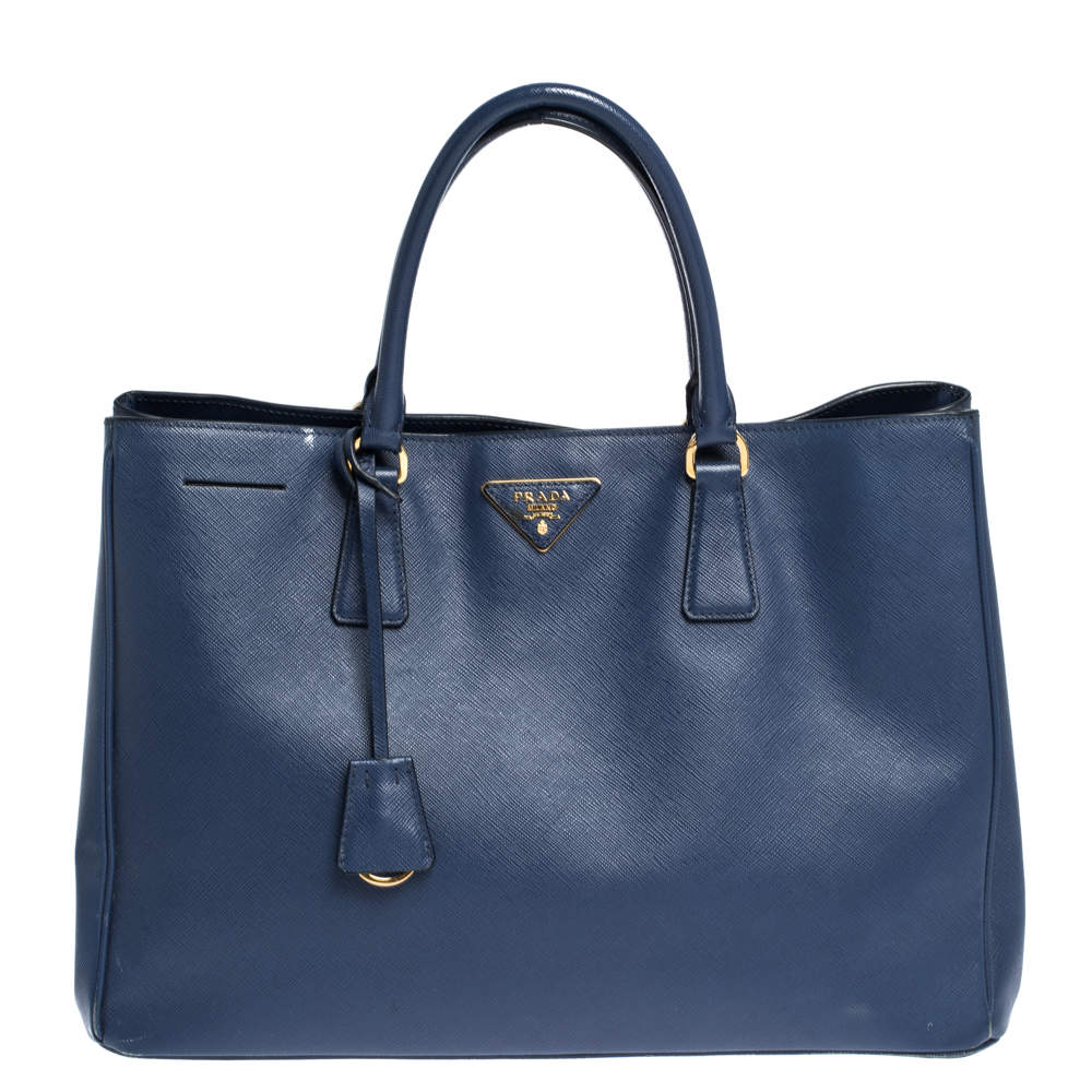 Prada Navy Blue Saffiano Lux Leather Large Gardener's Tote Prada