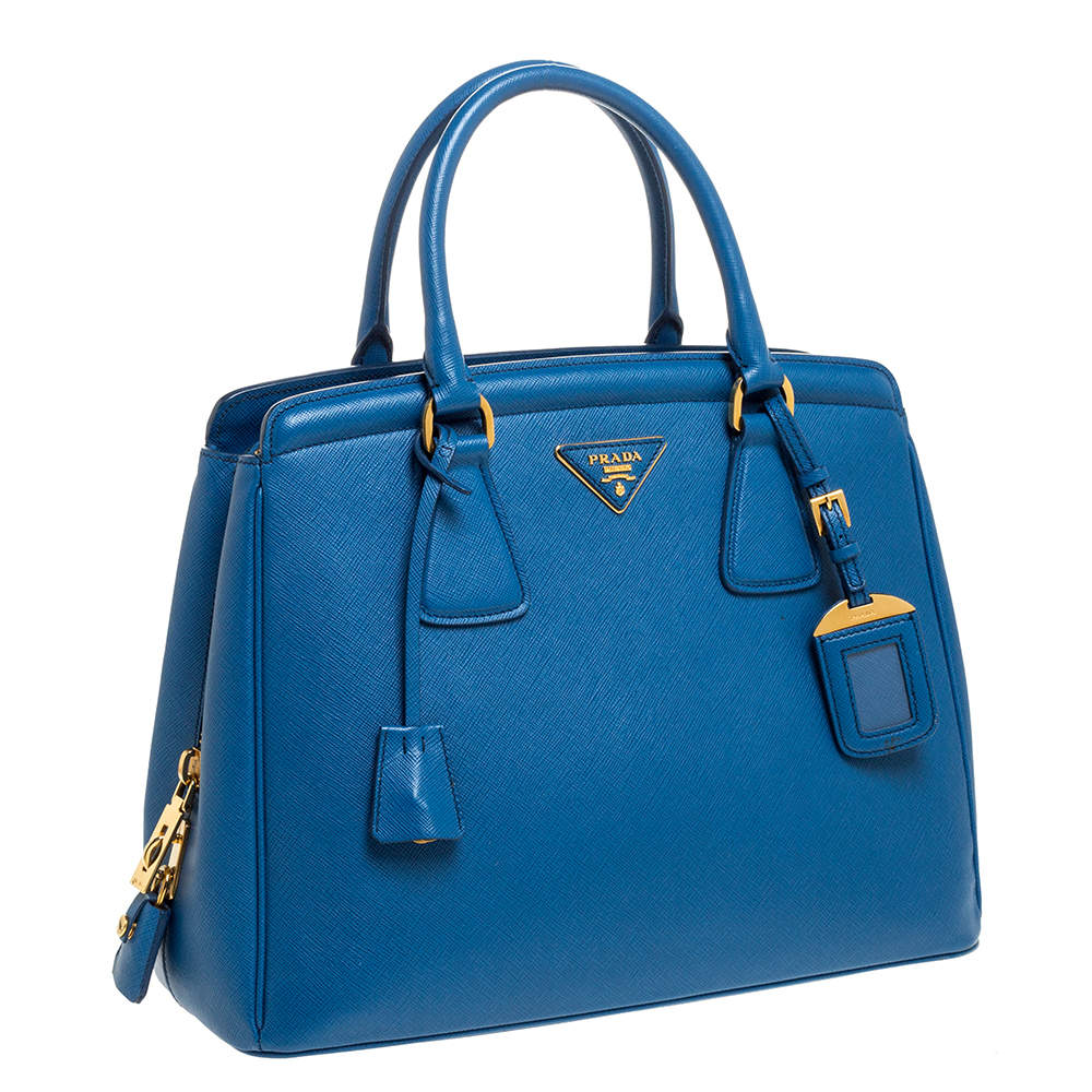 Prada Cobalt Blue Saffiano Lux Leather Parabole Tote Prada