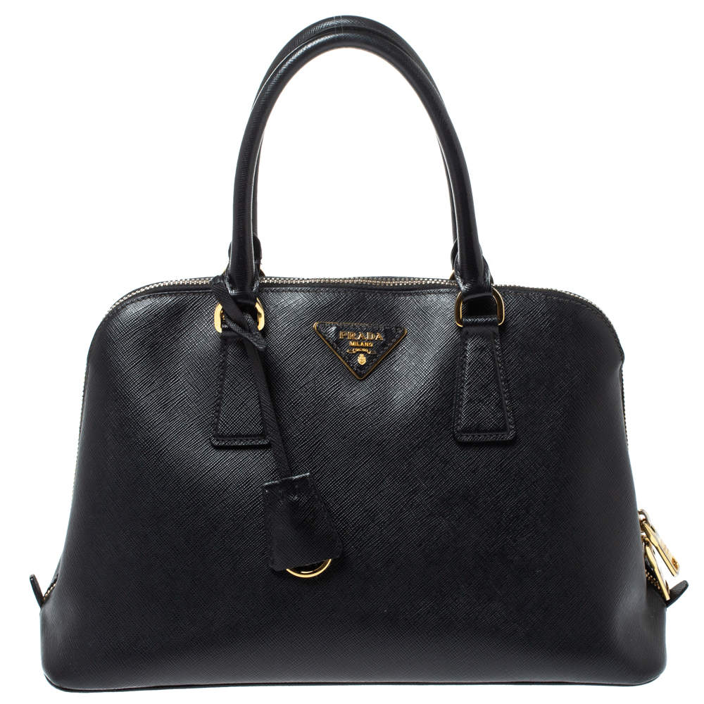 Pre Owned Prada Black Saffiano Lux Leather Medium Promenade Bag